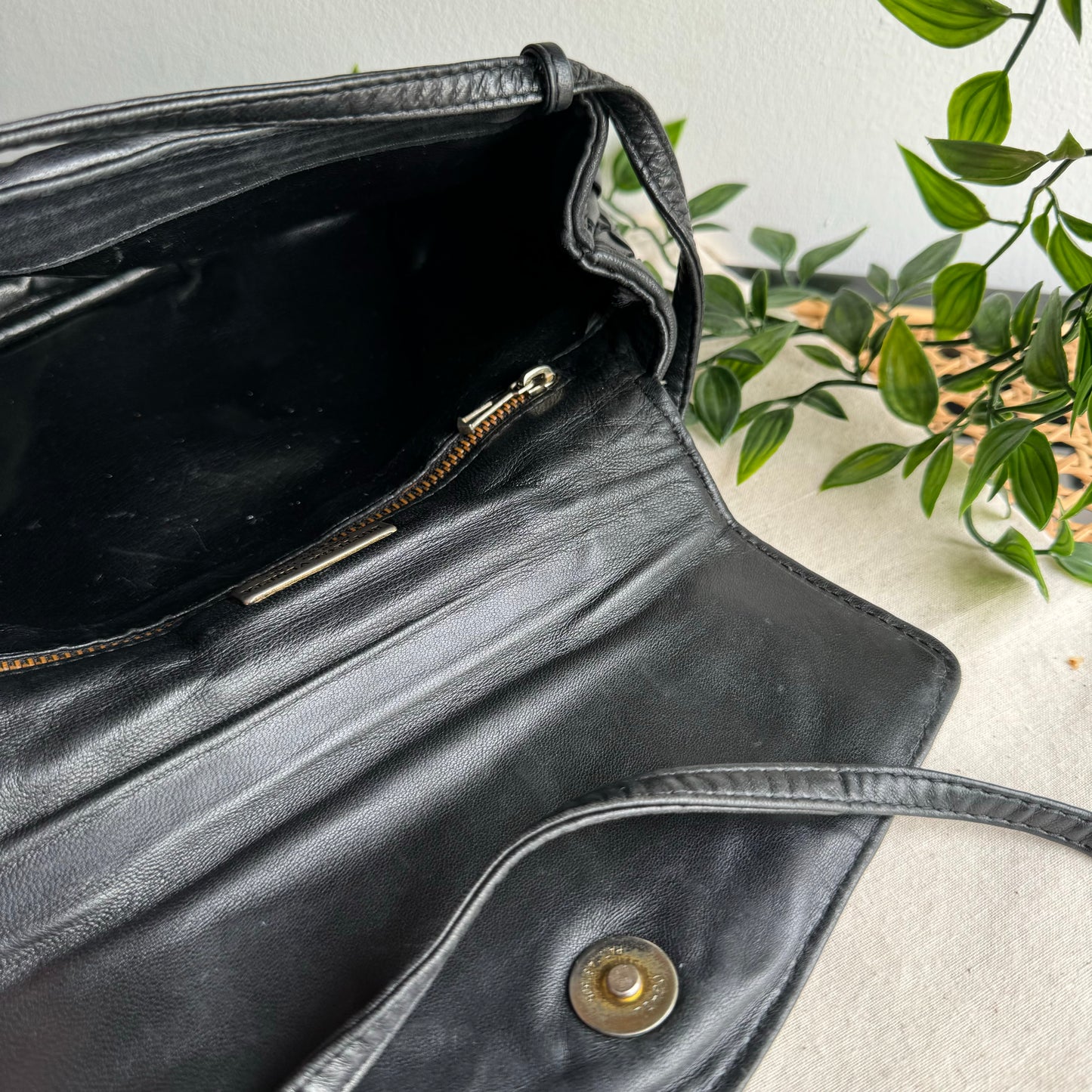 Bottega Veneta 1980s Black Intrecciato Shoulder Bag