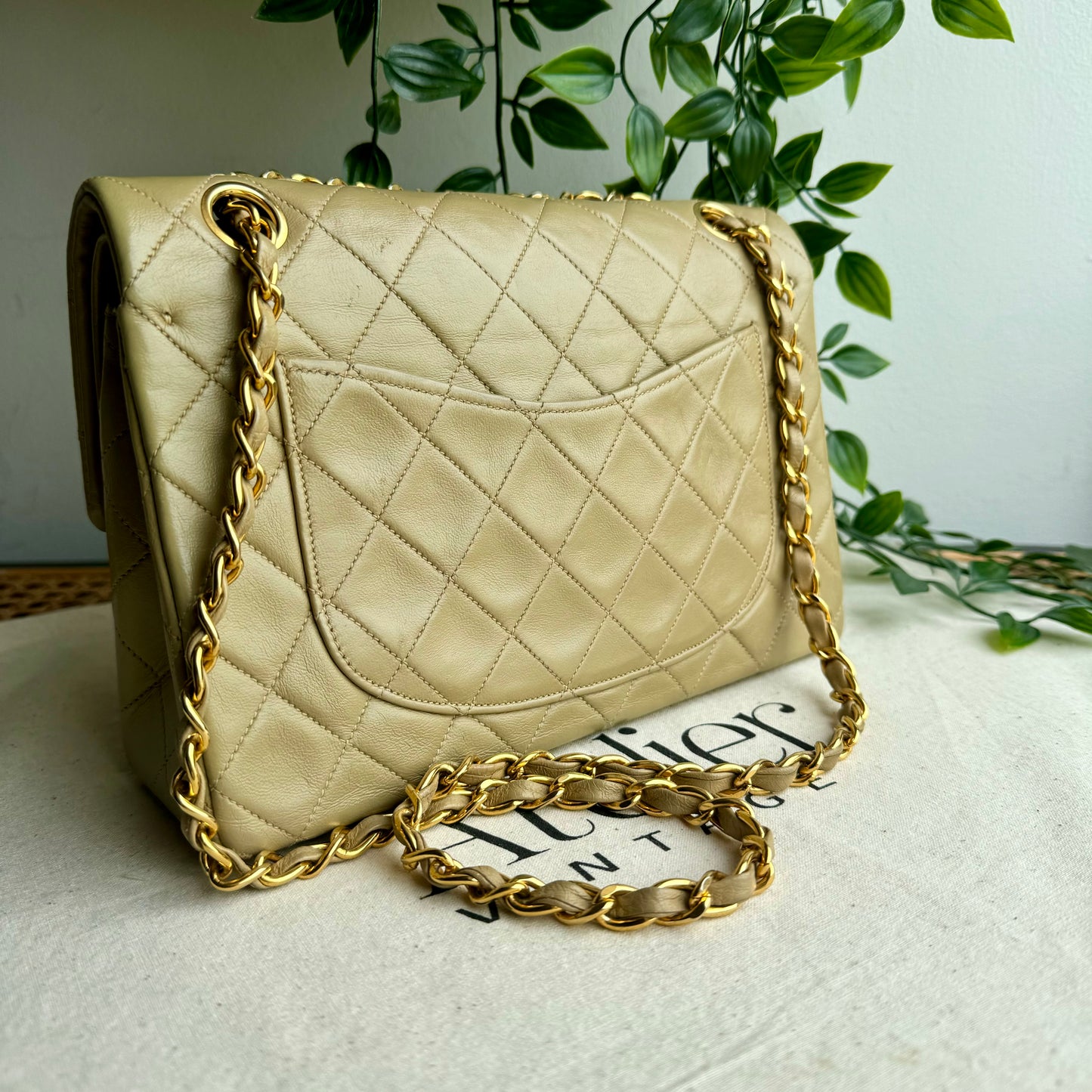Chanel 1986 Beige Classic Double Flap Small