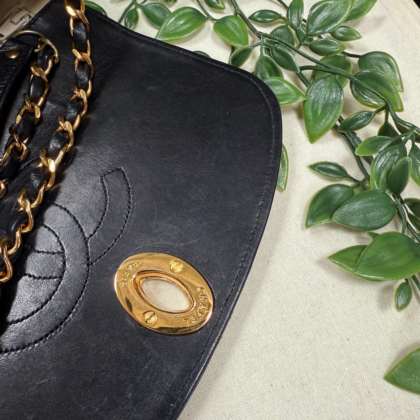 Chanel Jumbo CC Clasp Black Lambskin Cross Body