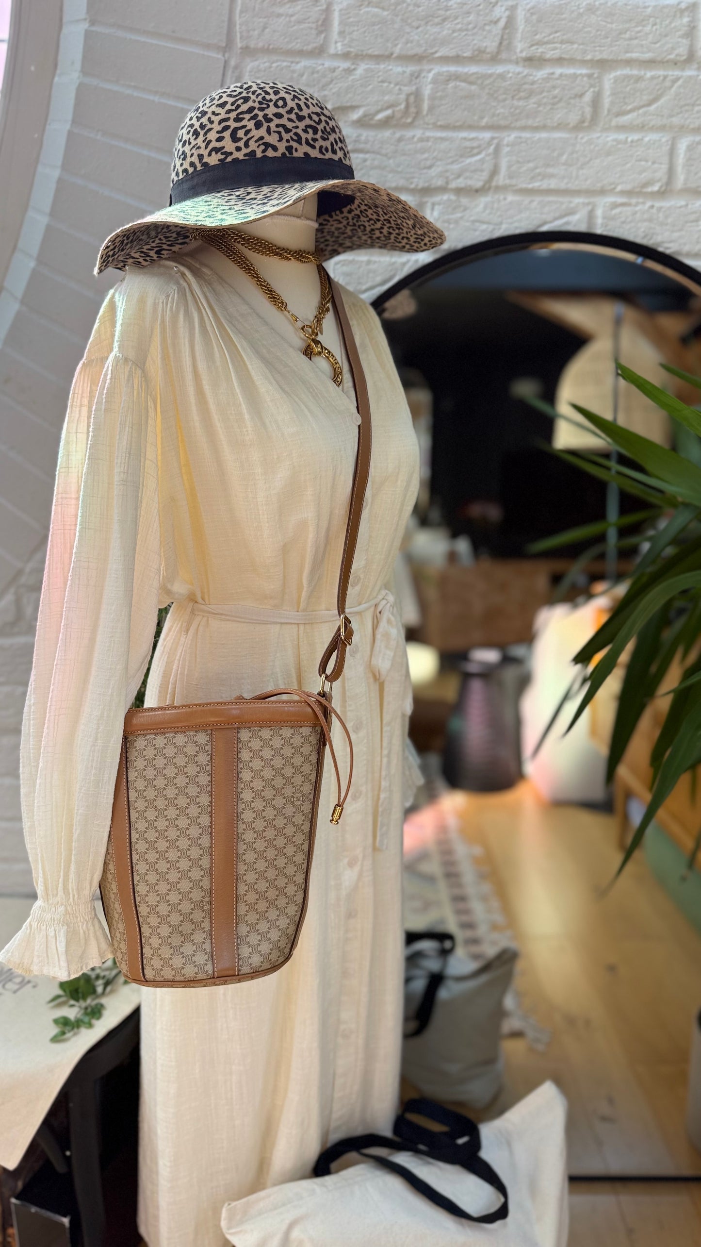 Celine Beige Macadam Box Bucket Bag
