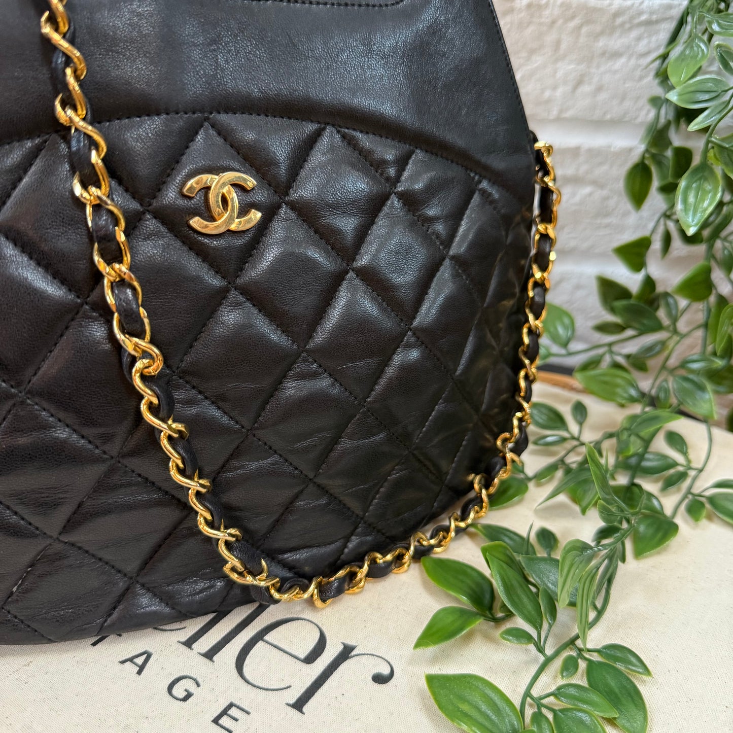 Chanel 1989 Quilted Lambskin Top Handle Two Way Bag