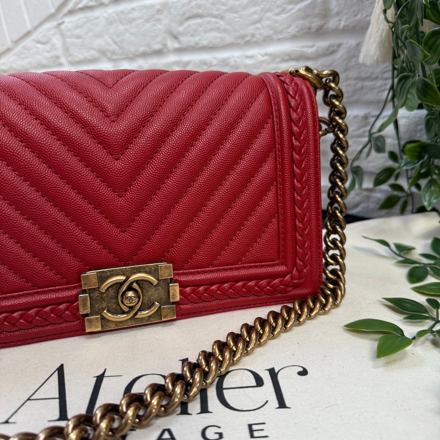 Chanel 2018 Rare Le Boy Caviar Leather Chevron & Braided Trim
