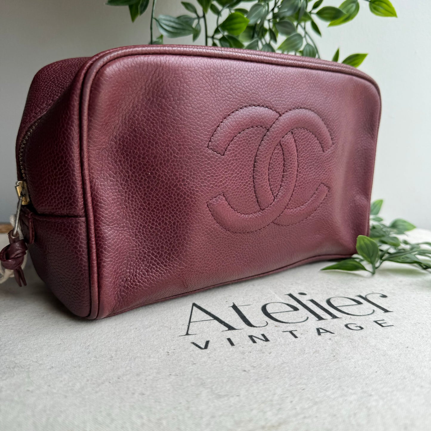 Chanel Early 1990s Caviar Leather Vanity/Toiletry Case