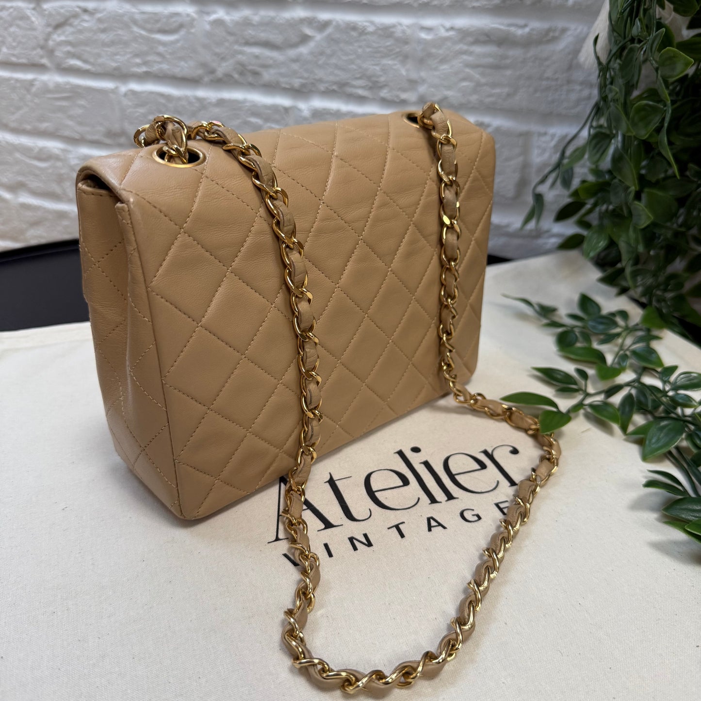 Chanel 1989 Chanel Dark Beige Medium Square