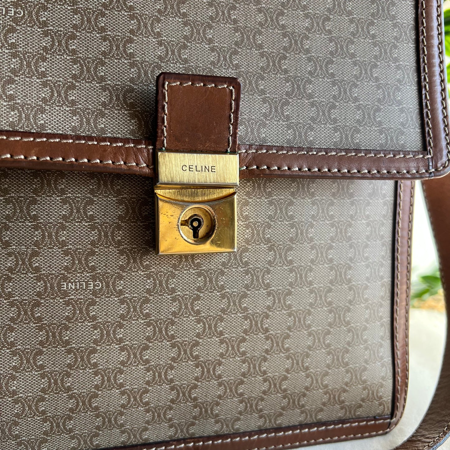 Celine Vintage Macadam Beige Shoulder Bag
