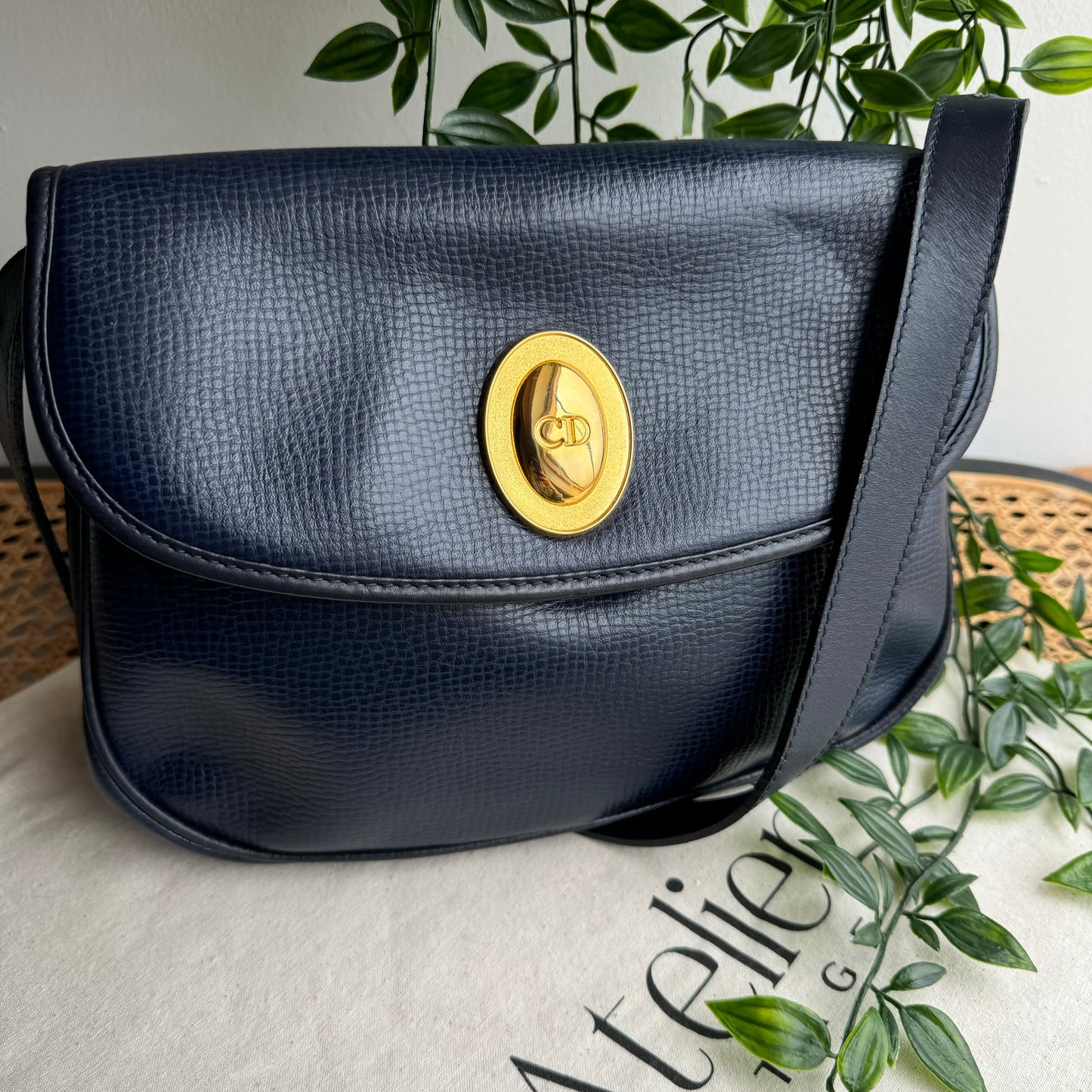 Dior 1980s Navy CD Closure Two Way Bag