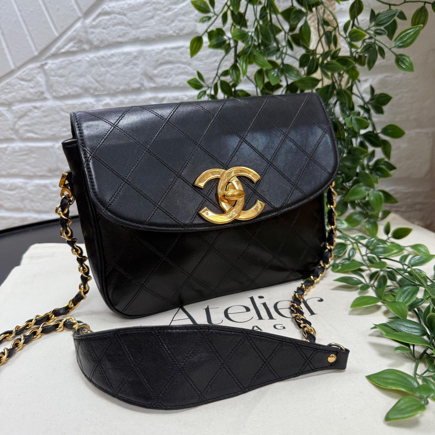 Chanel Jumbo CC Clasp Black Lambskin Cross Body