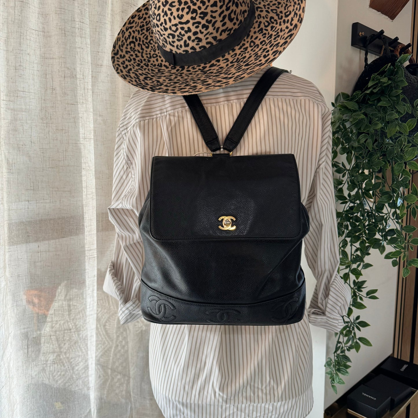 Chanel 1994 Quilted Triple CC Caviar Back Pack