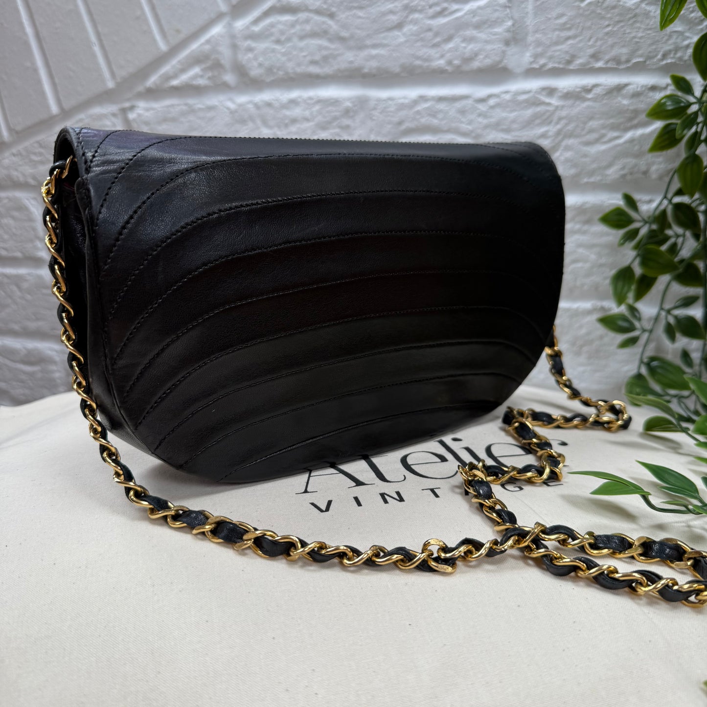 Chanel Early 1980s Quilted Half Moon CC Turnlock Single Flap