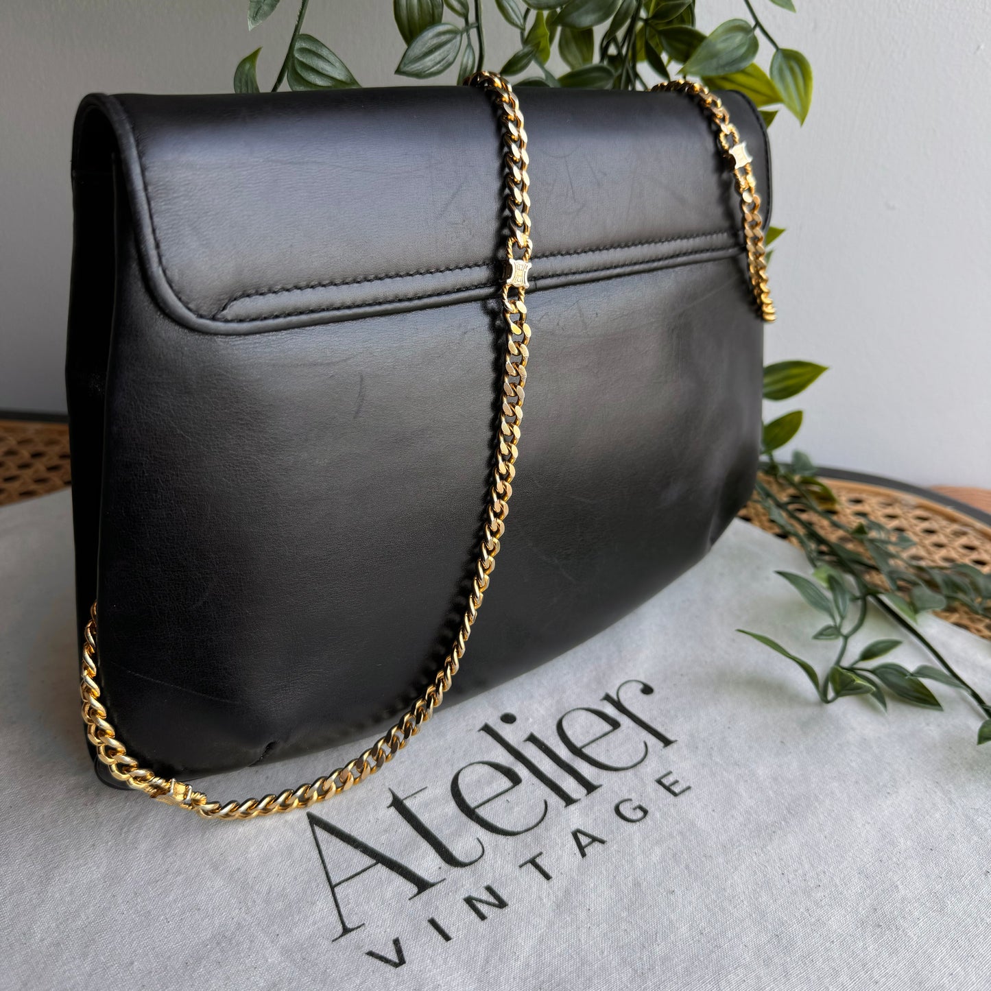 Celine Vintage Triomph Chain Strap Two Way Bag