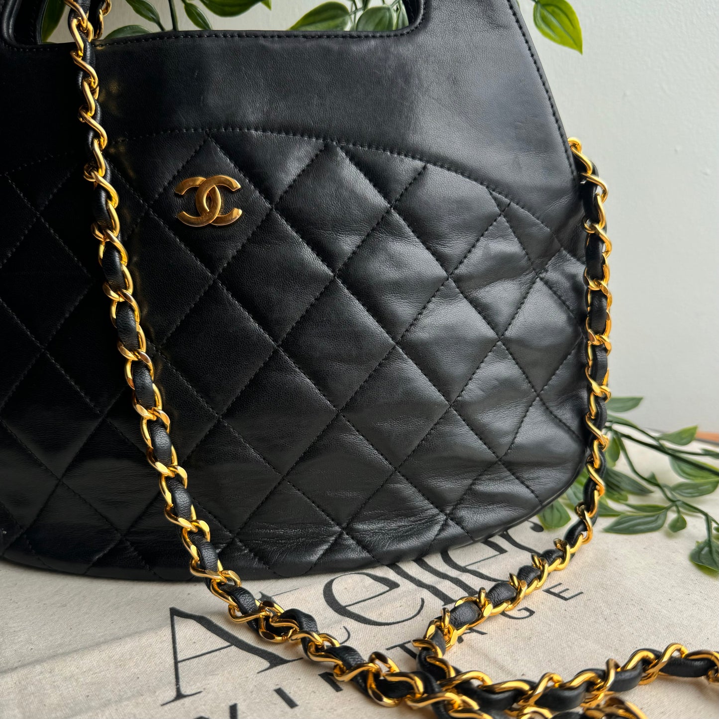 Chanel 1989 Quilted Lambskin Top Handle Two Way Bag