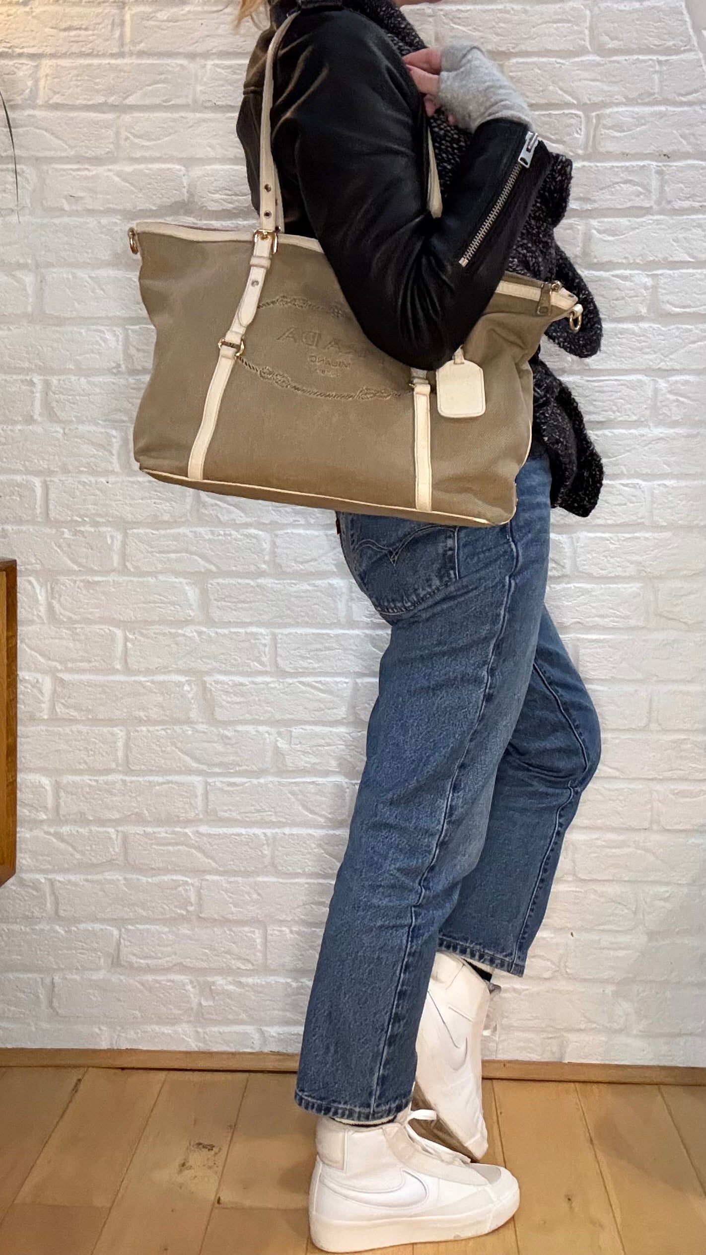 Prada Vintage Jacquard Canvas Tote