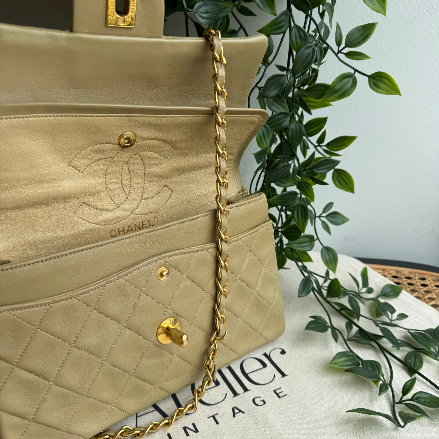 Chanel 1986 Beige Classic Double Flap Small