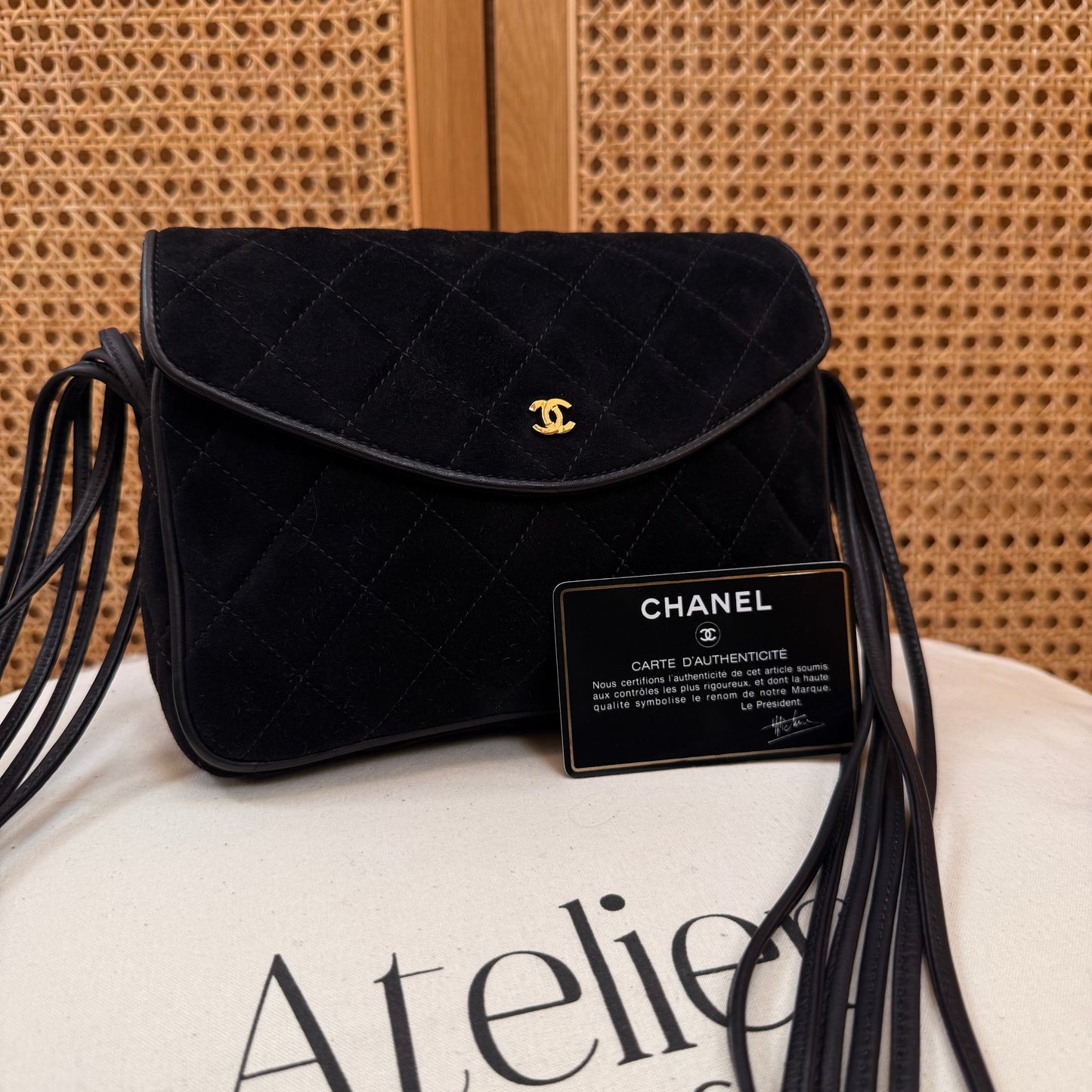 Chanel 1986 Suede & Multi-strand Leather Shoulder Bag