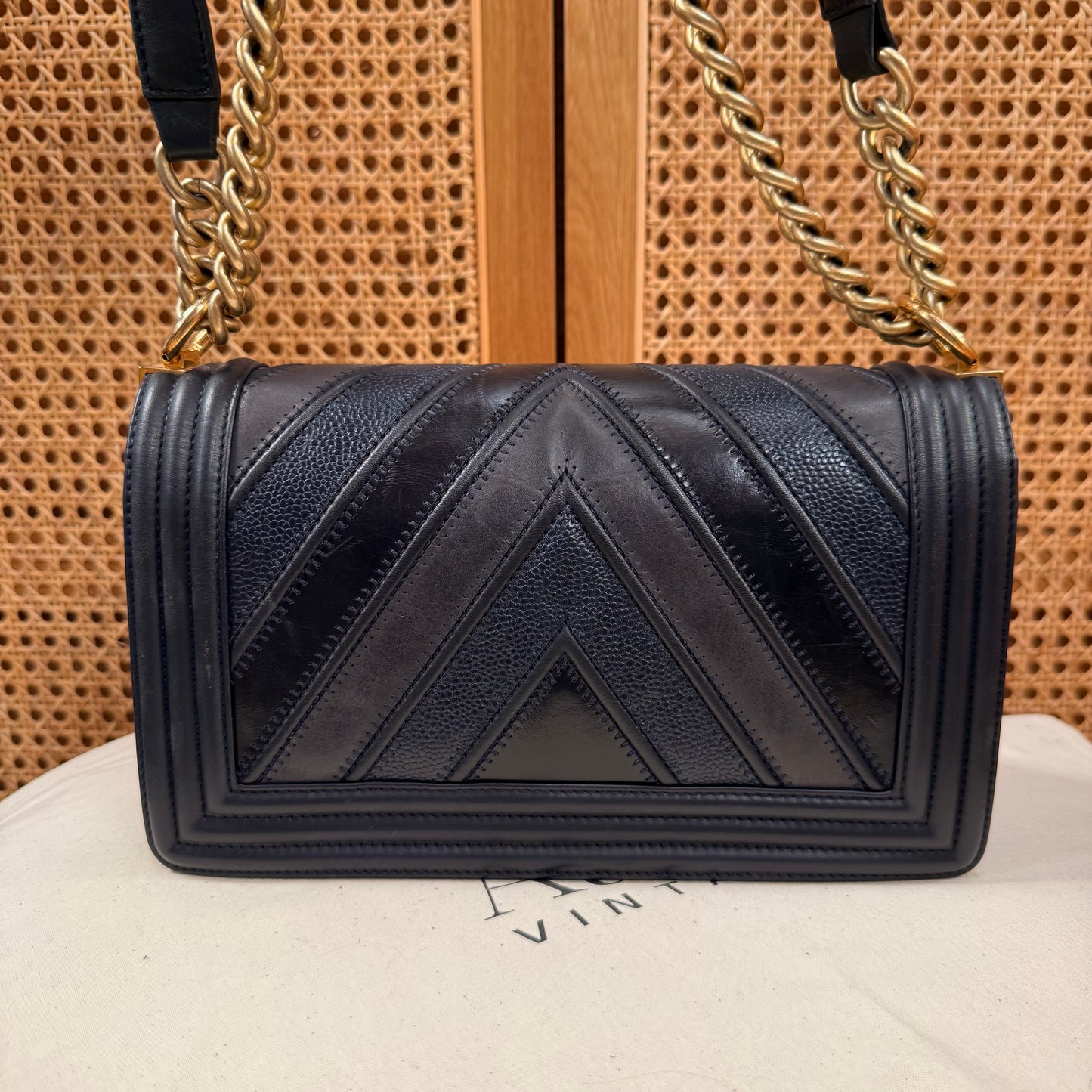 Chanel Rare 2016 Navy Le Boy in Caviar mix