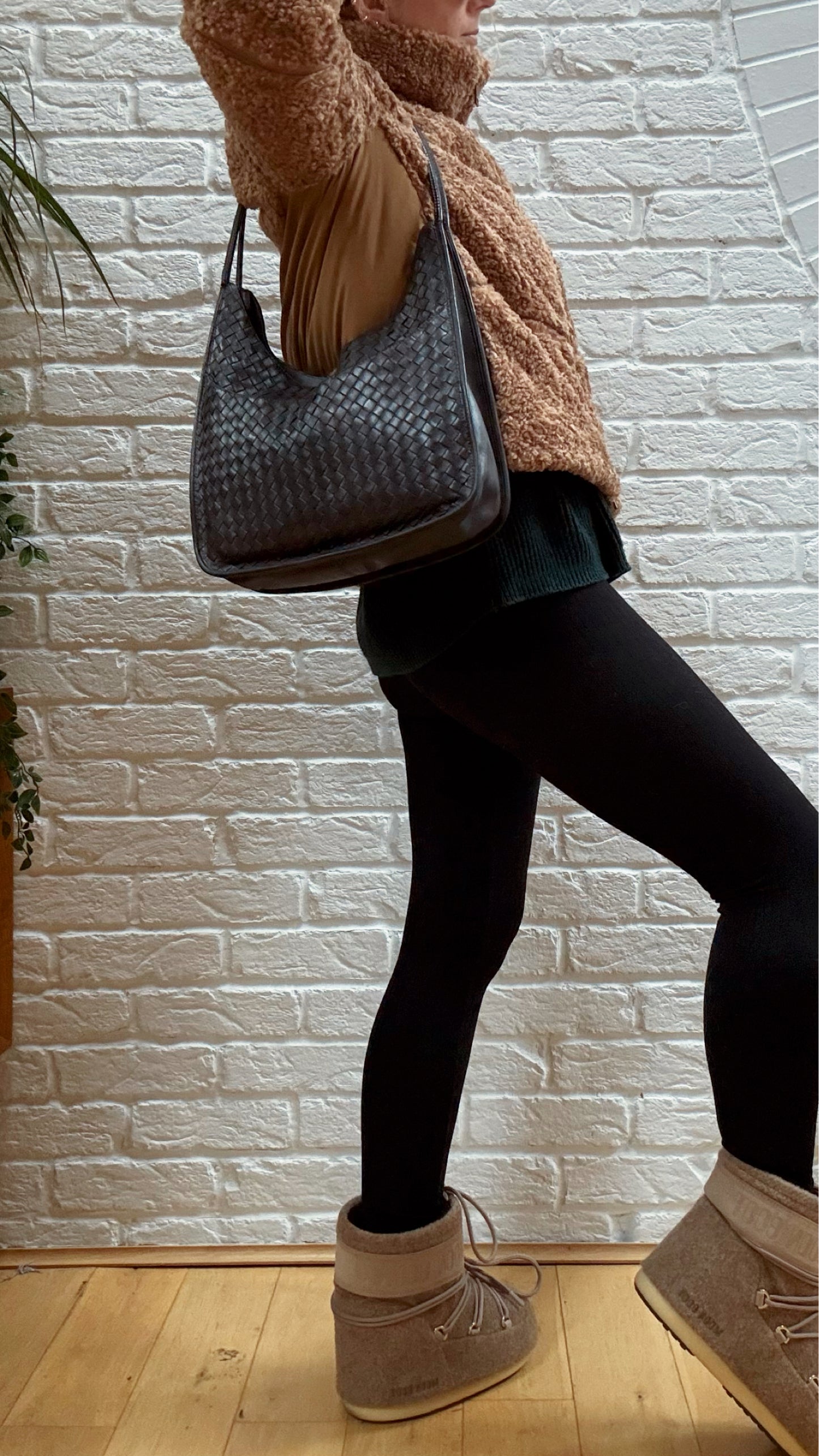 Bottega Veneta 1990s Black Slouchy Intrecciato Tote