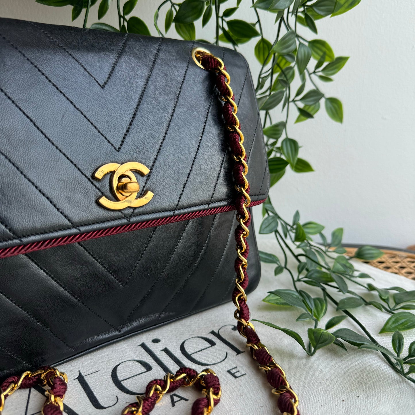 Chanel 1991 Bi Color Chevron Quilted Single Flap