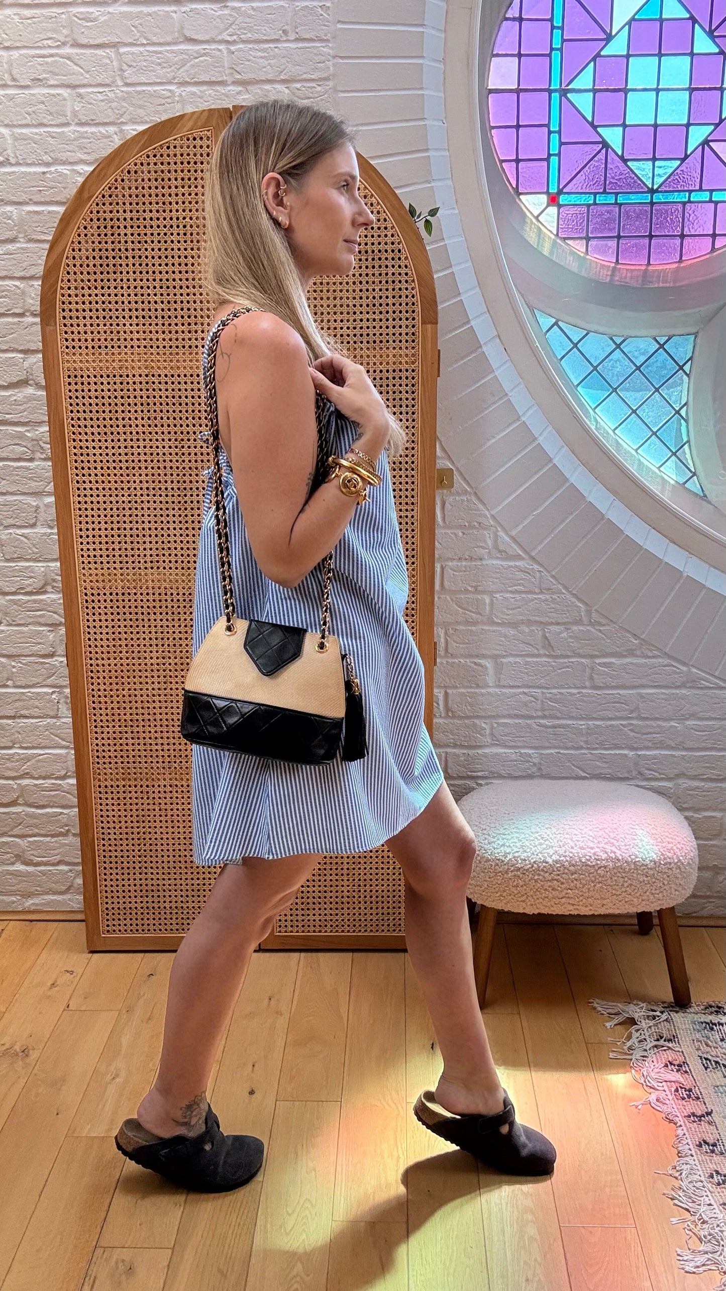 Chanel 1989 Rare Raffia & Leather Tassel Two Way Bag