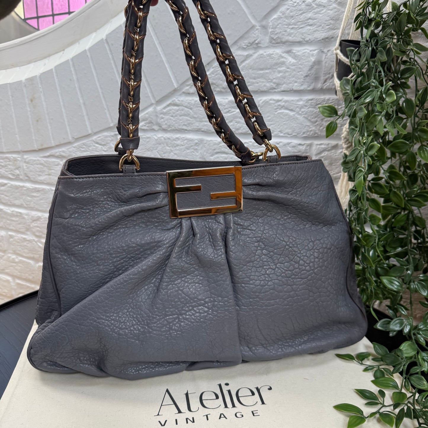 Fendi 1990s Mia Tote in Dove grey