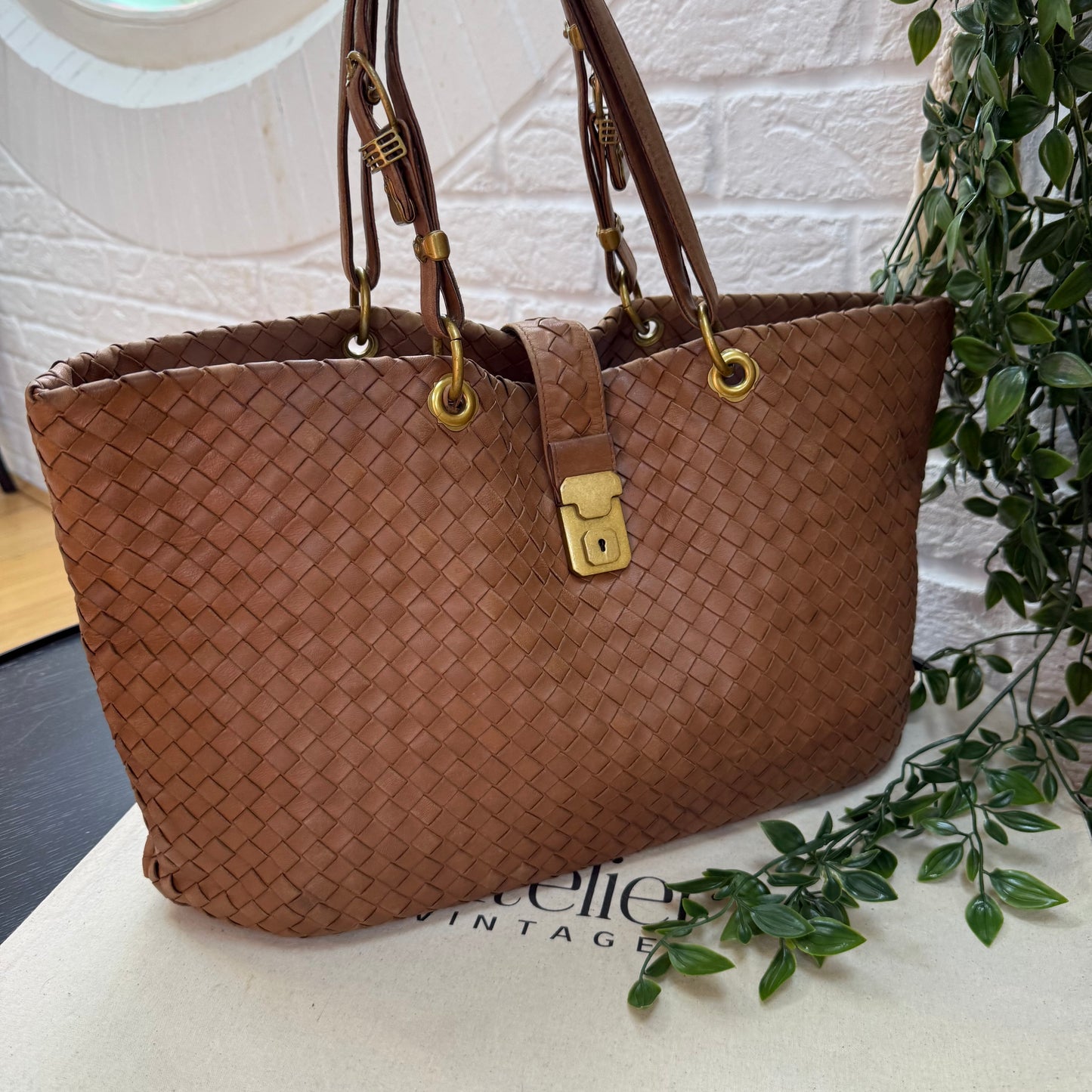 Bottega Veneta 1990s Tan Intrecciato Tote