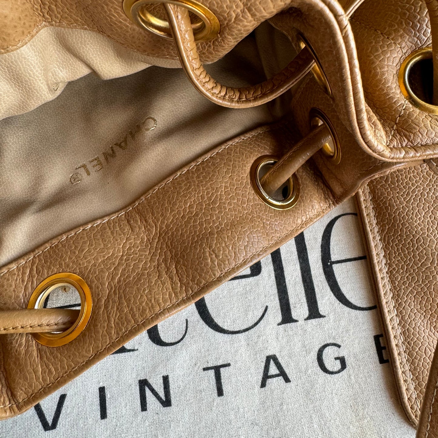 Chanel 1991 Caviar Bucket Bag with Pouch