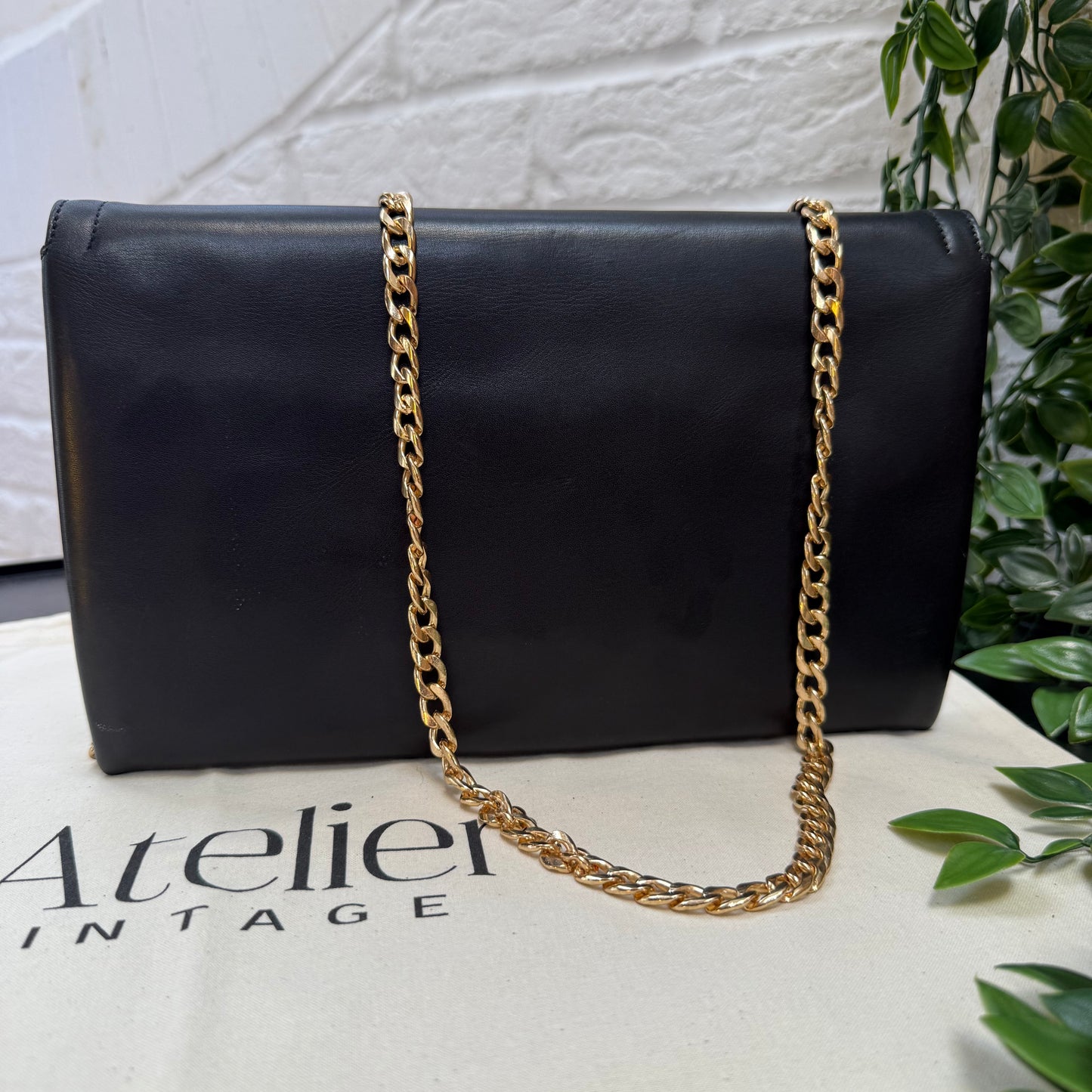 Celine 1980s Celine Triomphe two way leather bag