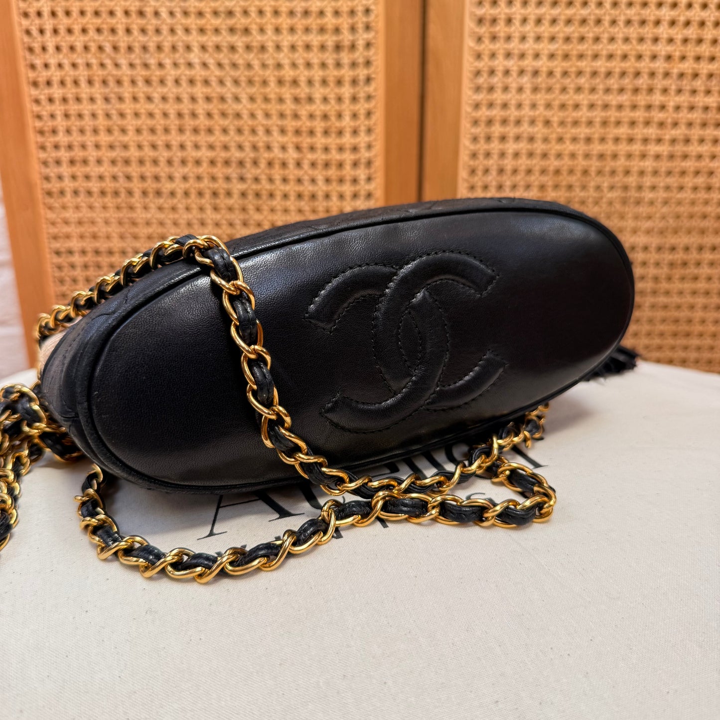 Chanel 1989 Rare Raffia & Leather Tassel Two Way Bag