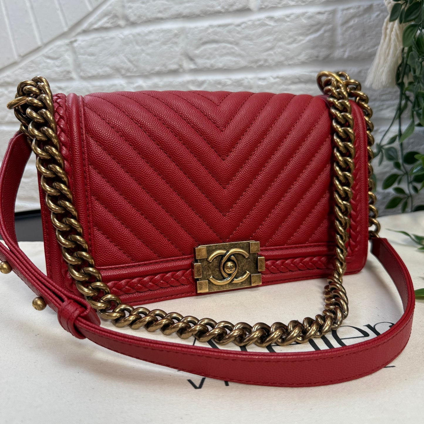 Chanel 2018 Rare Le Boy Caviar Leather Chevron & Braided Trim