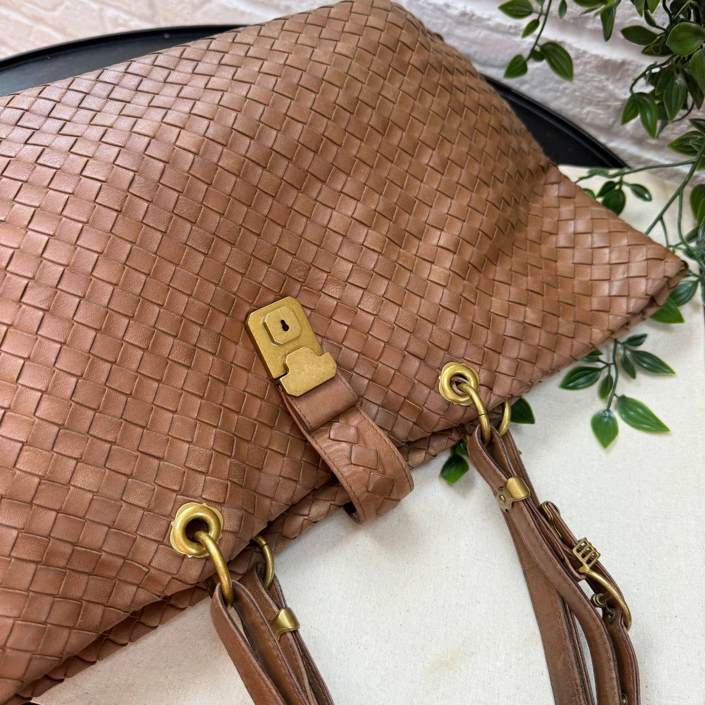 Bottega Veneta 1990s Tan Intrecciato Tote