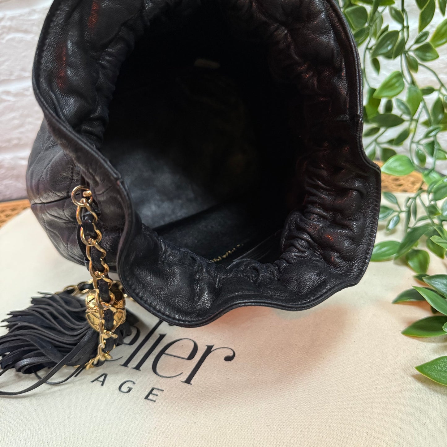 1997 Lambskin Double Tassel Bucket Bag