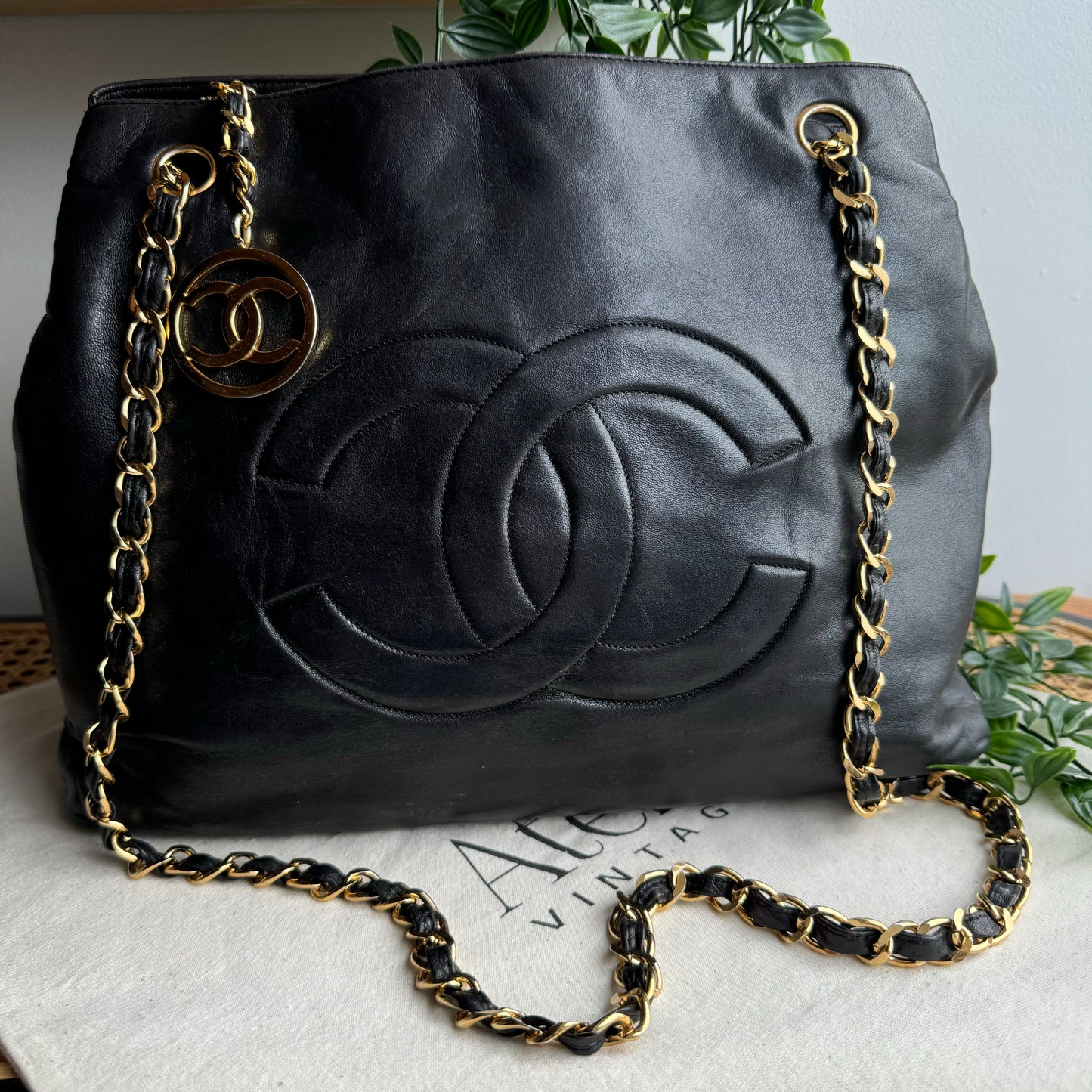 Chanel 1991 Lambskin Coco Cabas Cross Body Tote