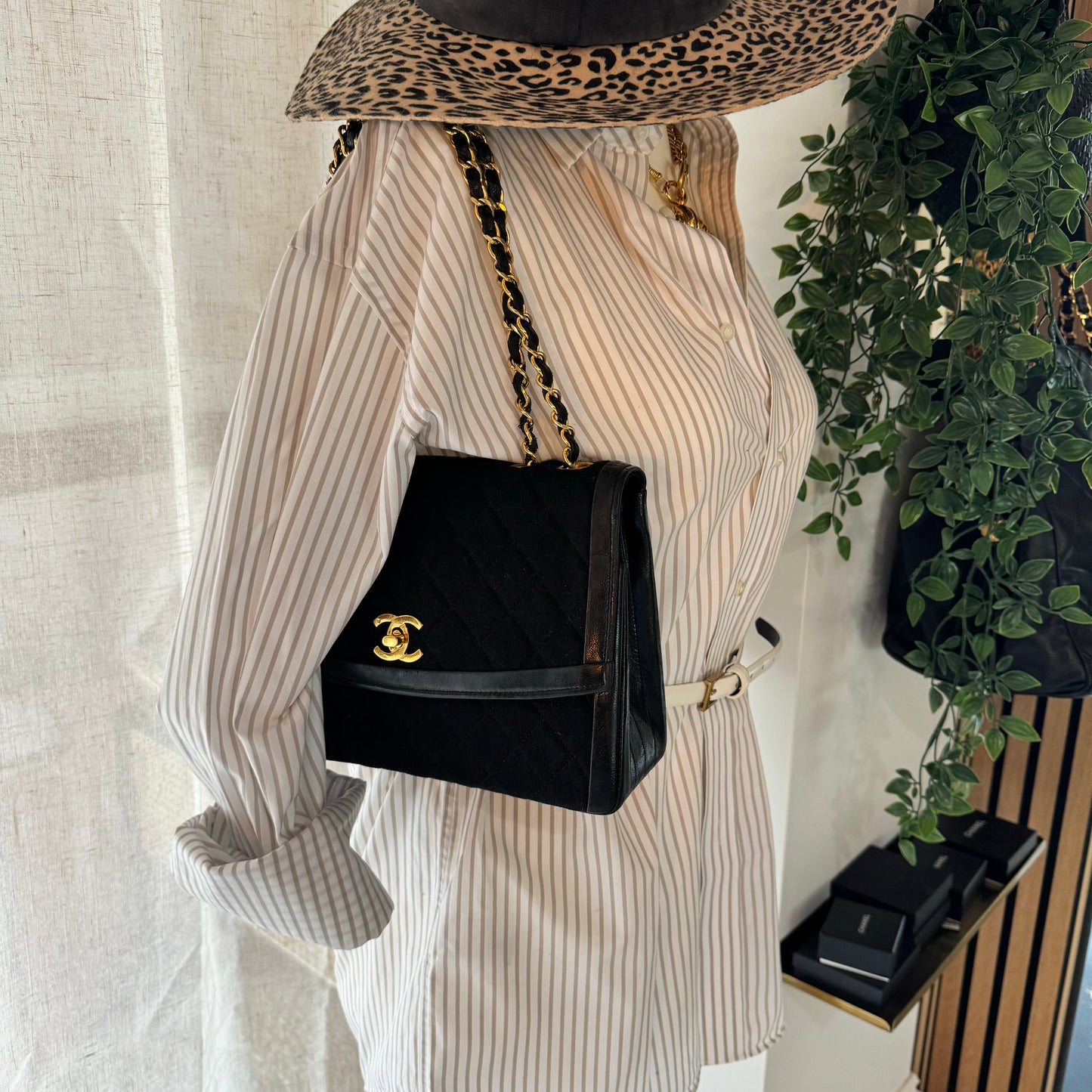 Chanel 1980s Square Lambskin & Jersey Single Flap