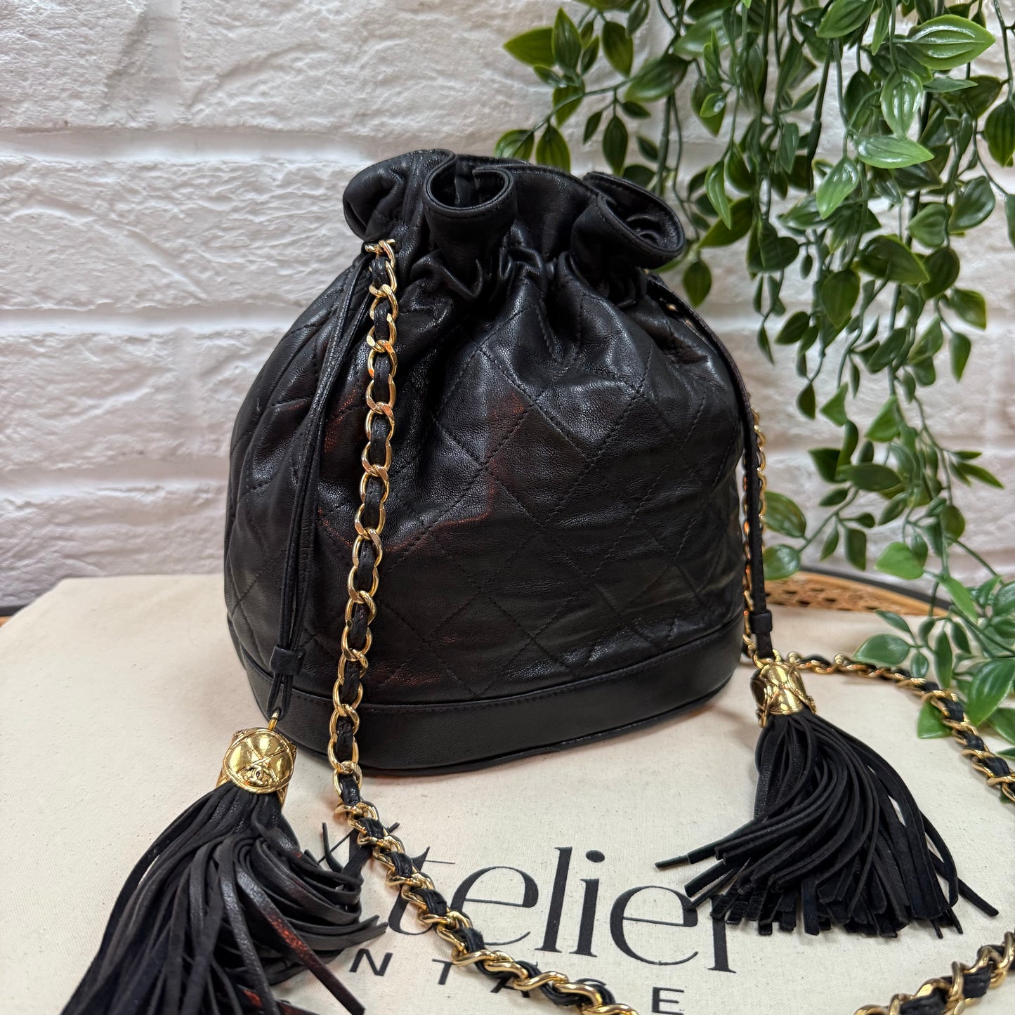 1997 Lambskin Double Tassel Bucket Bag