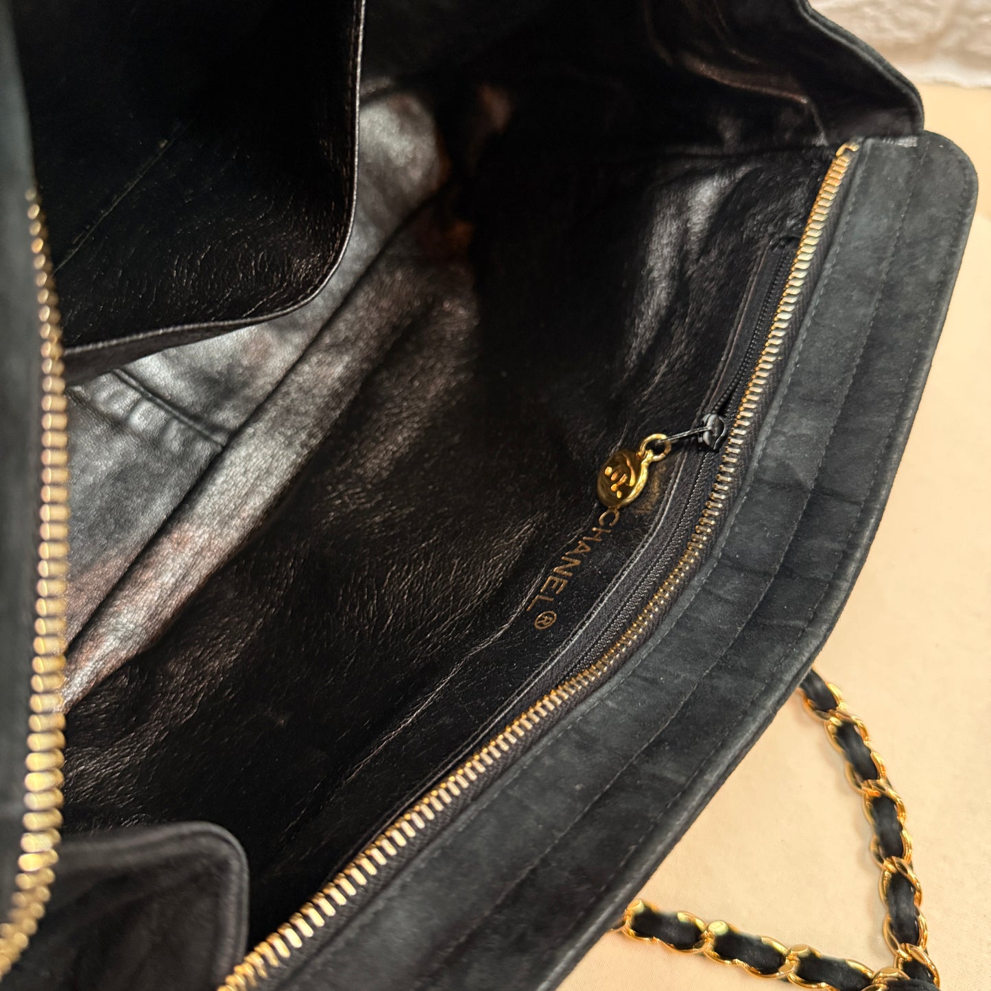 Chanel 1996 Rare Black Suede CC Turnlock Crossbody Tote with 24k Gold Hardware