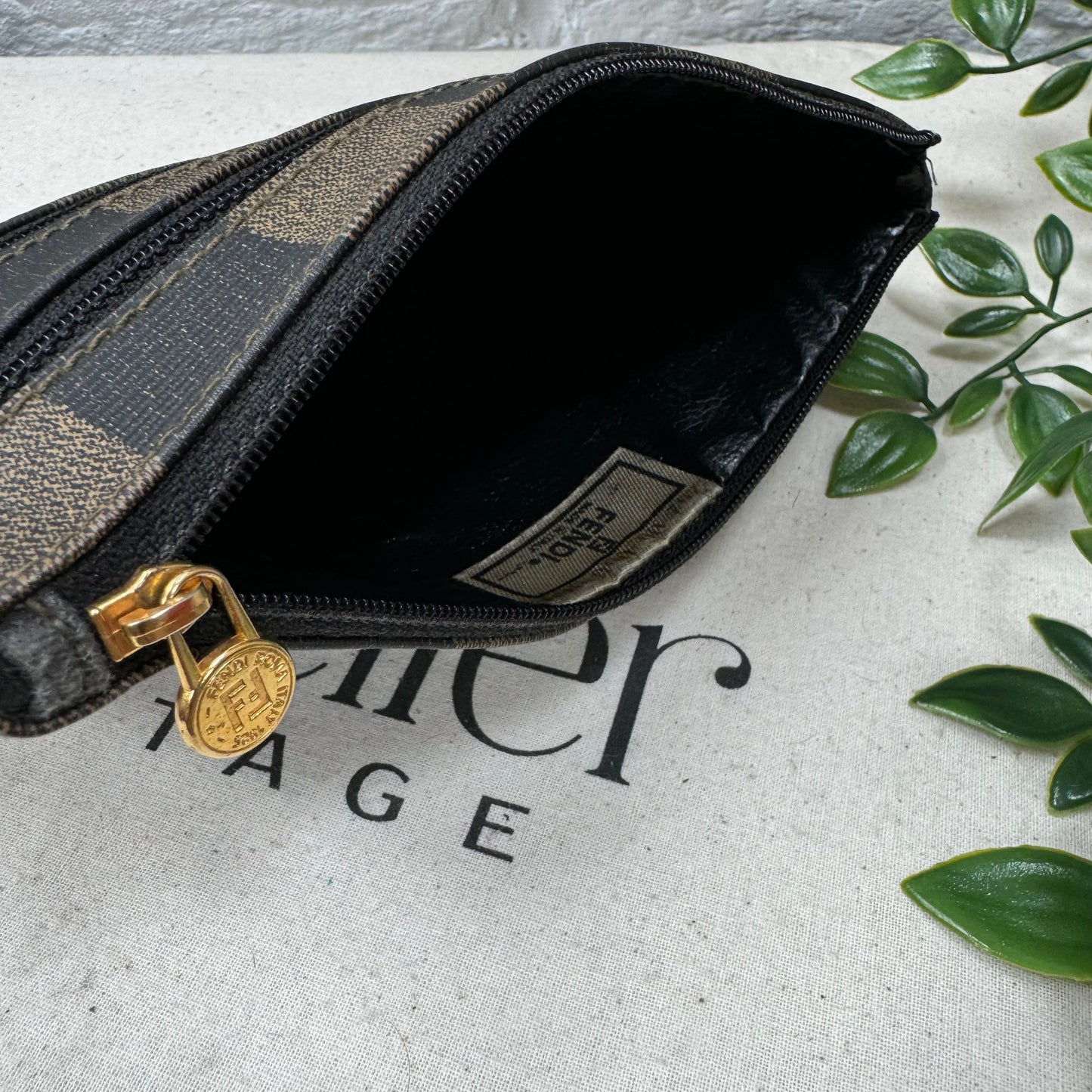 Fendi Pequin Print Clutch/Pouch