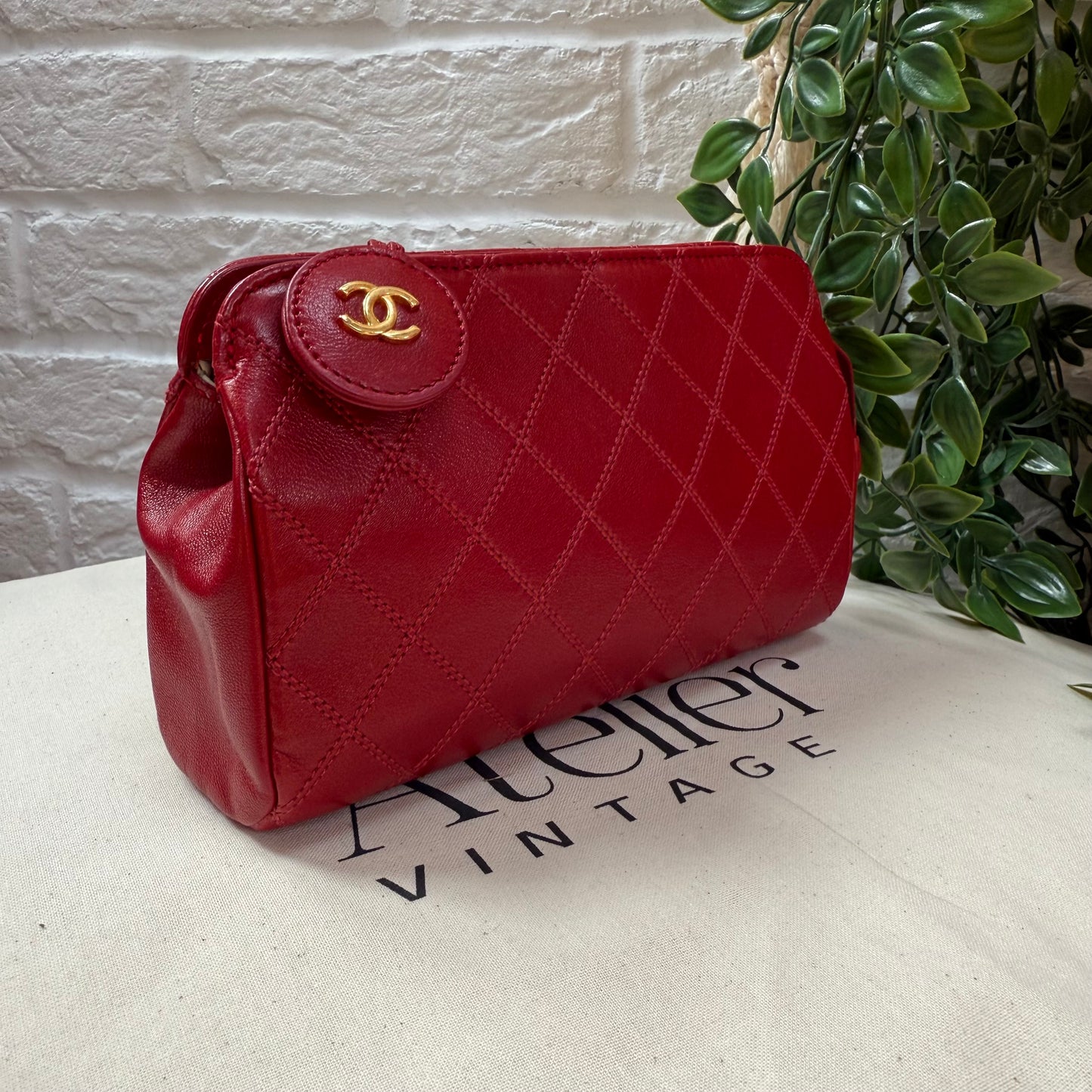 Chanel 1989 Quilted Pouch with CC Charm zip pull