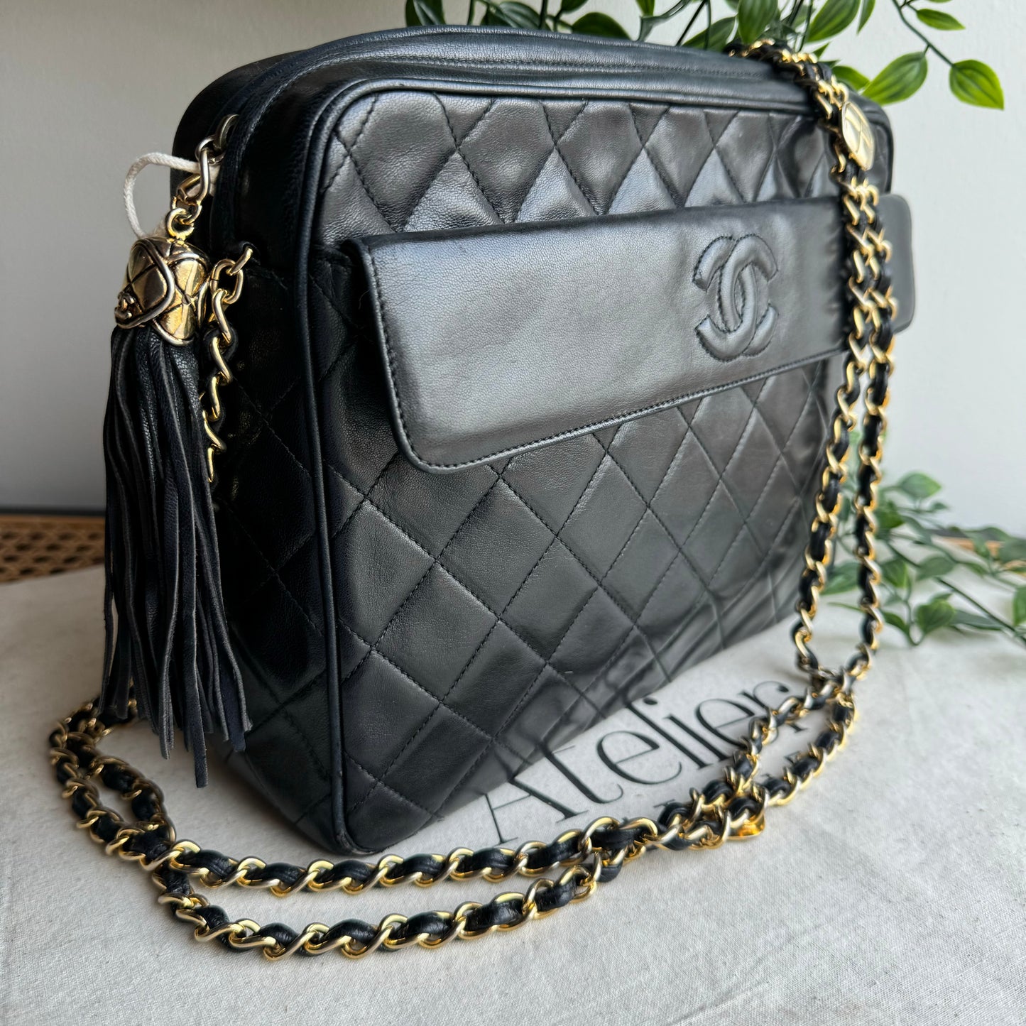 Chanel 1989 Double Chain Camera Bag Tote