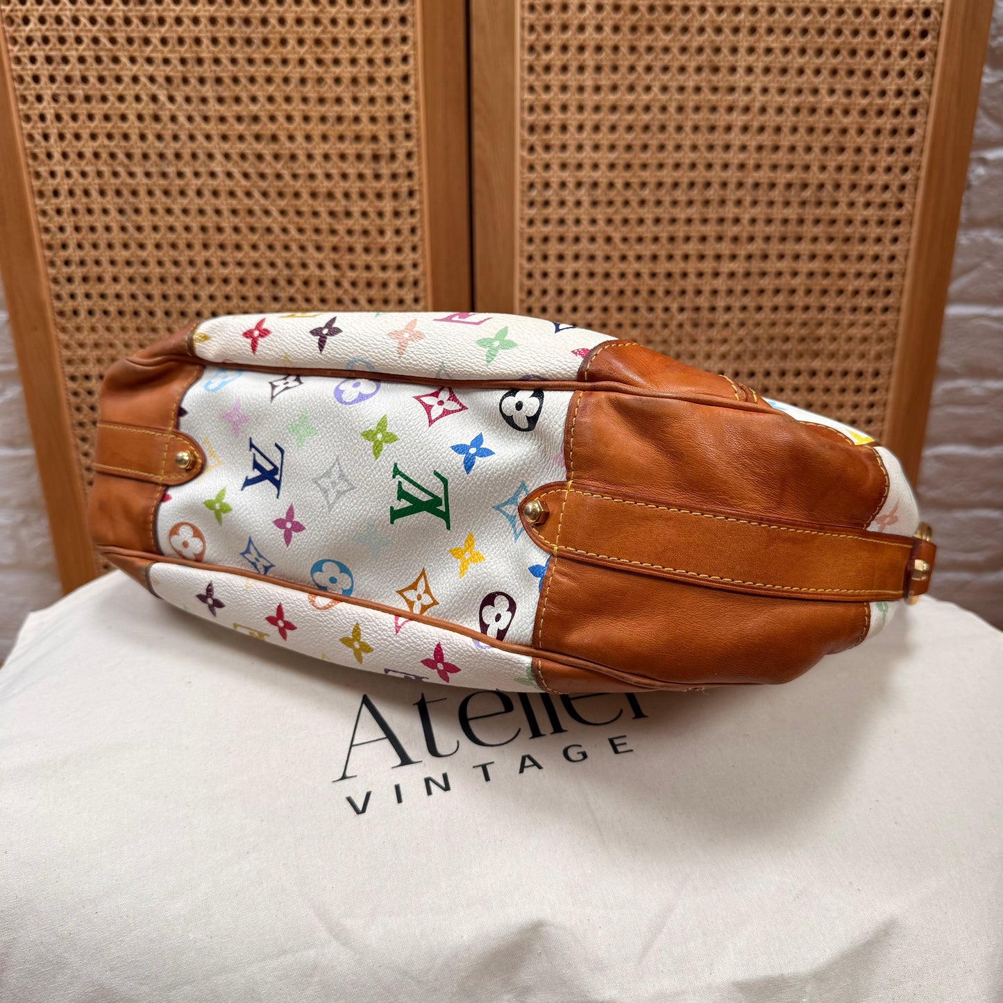 Louis Vuitton 2003 Greta Hobo Tote Murakami Multicolor White