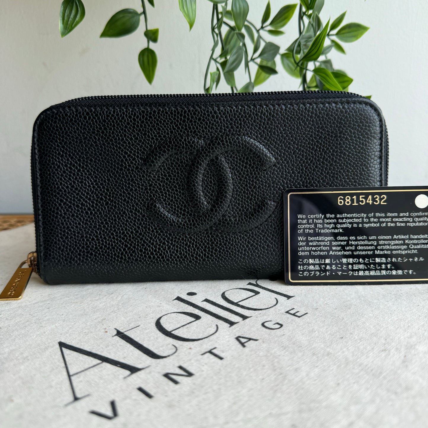 Chanel 2000 Caviar Leather Zip Around Purse