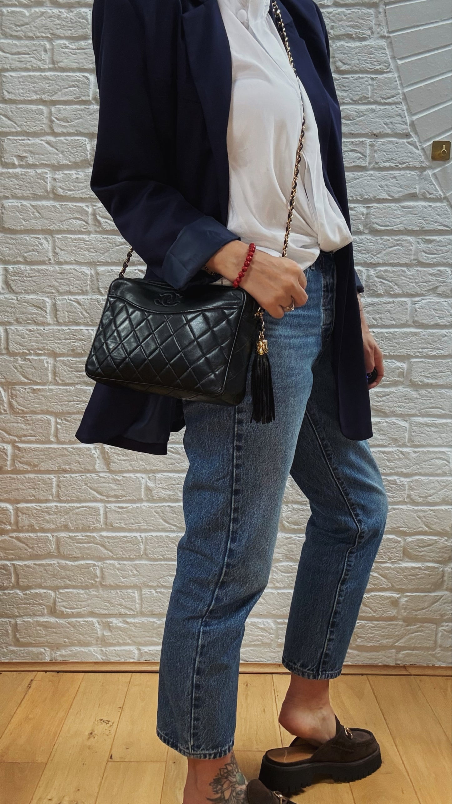 Chanel 1989 CC Quilted Vintage Tassel Camera Bag