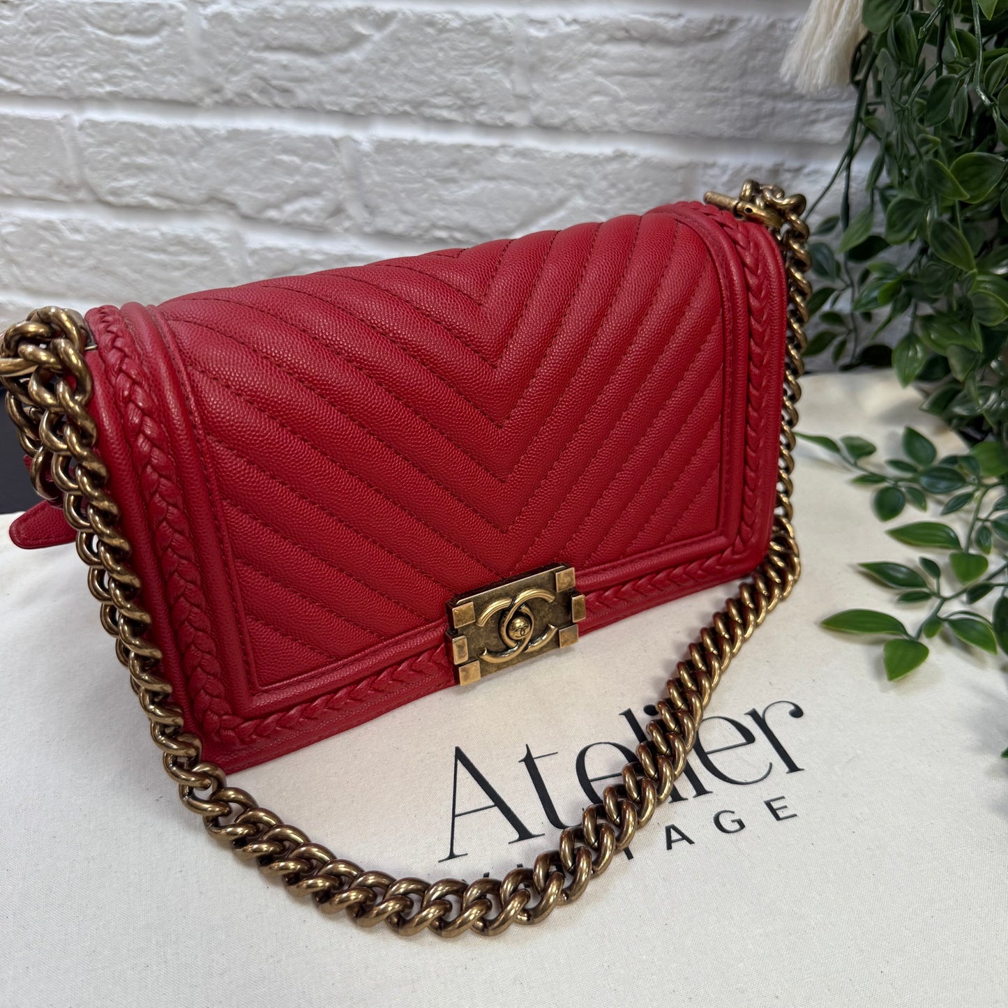 Chanel 2018 Rare Le Boy Caviar Leather Chevron & Braided Trim