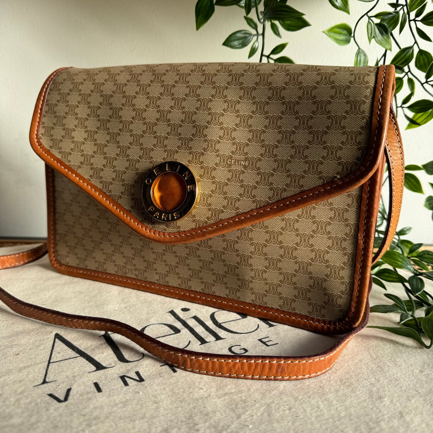 Celine Macadam Beige Shoulder Bag
