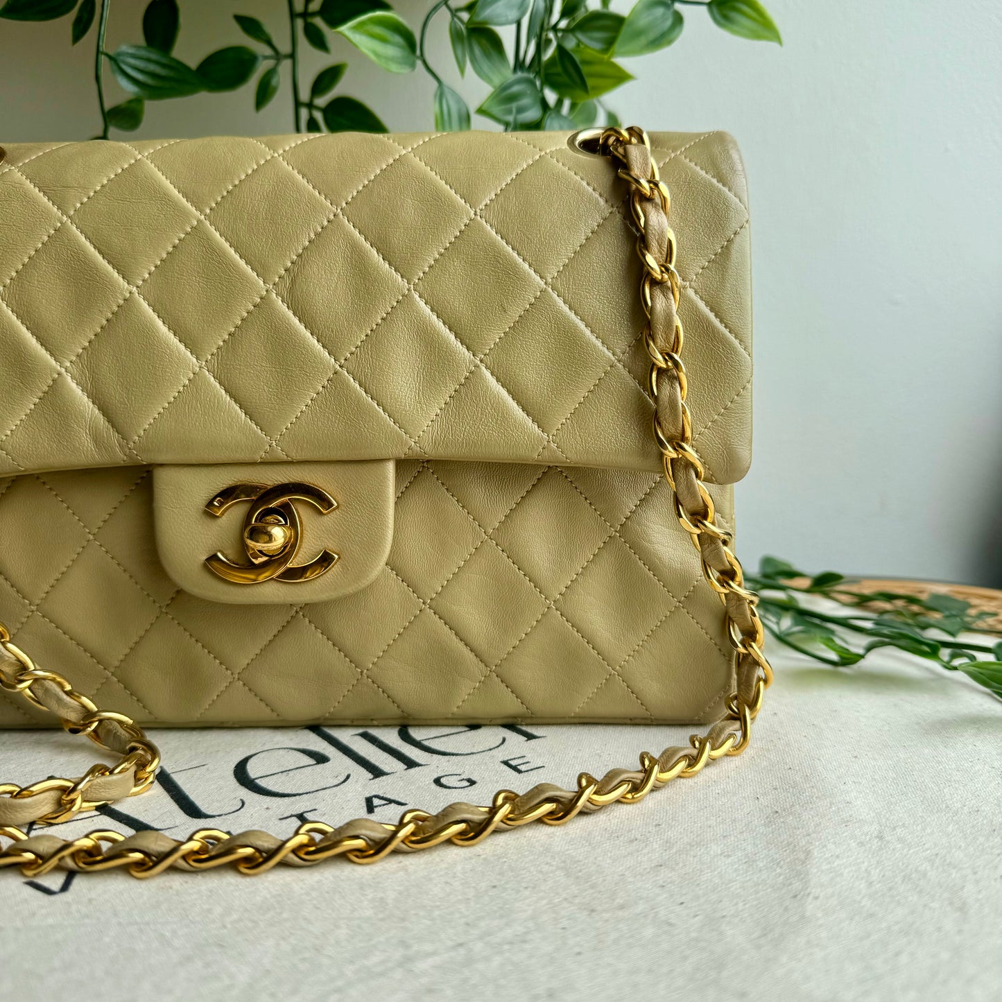 Chanel 1986 Beige Classic Double Flap Small