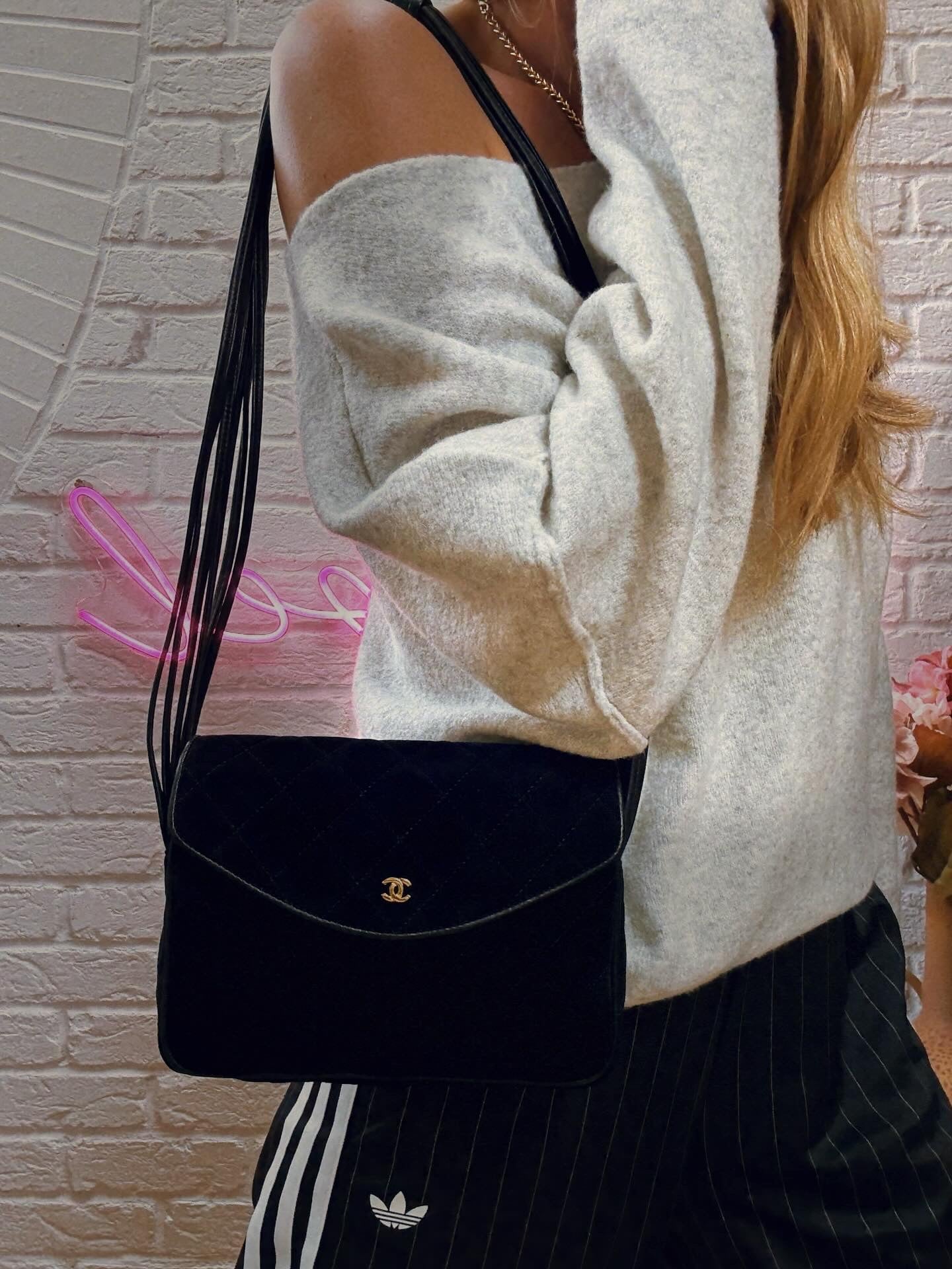 Chanel 1986 Suede & Multi-strand Leather Shoulder Bag