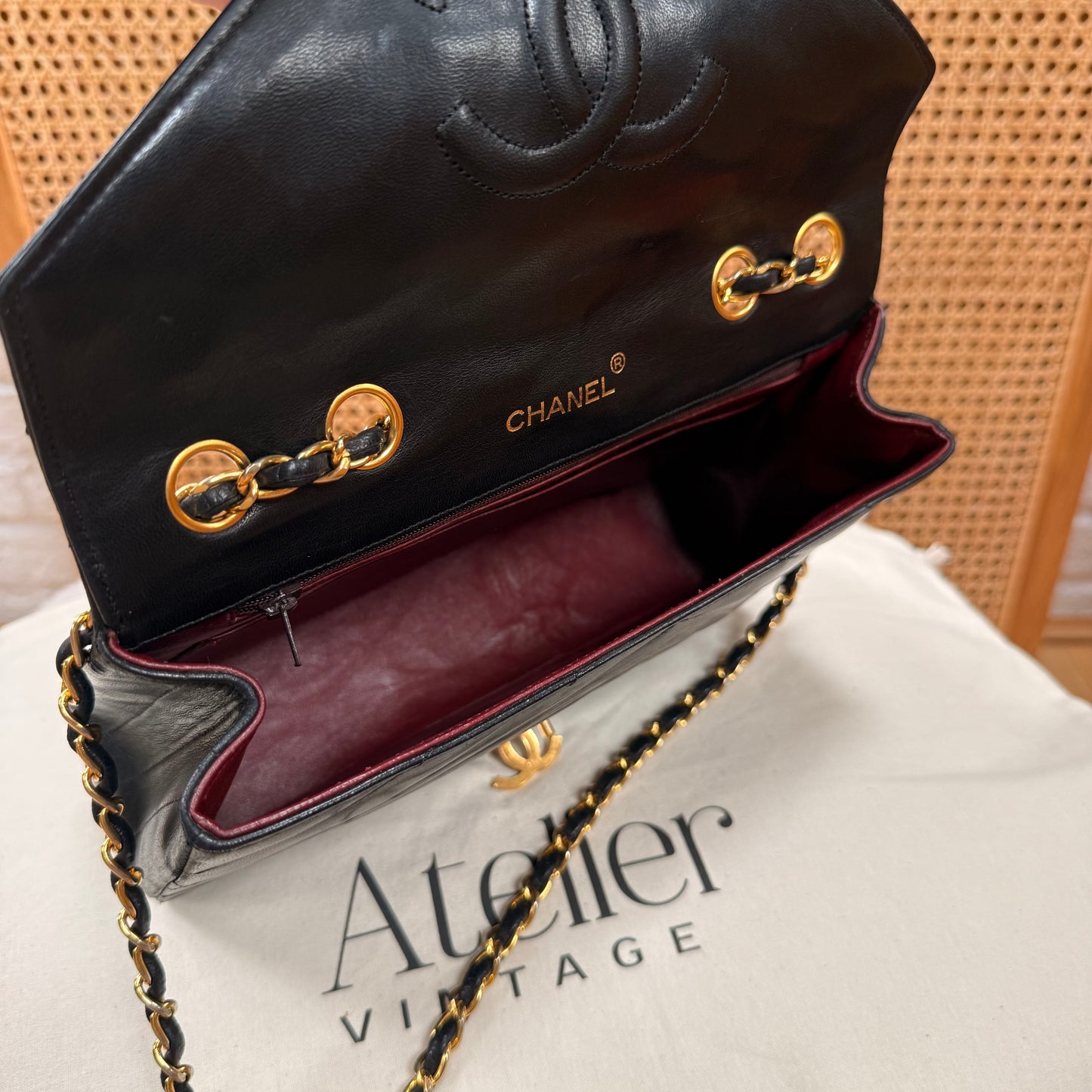 Chanel 1986 1986 Chevron Quilted Envelope Single Flap