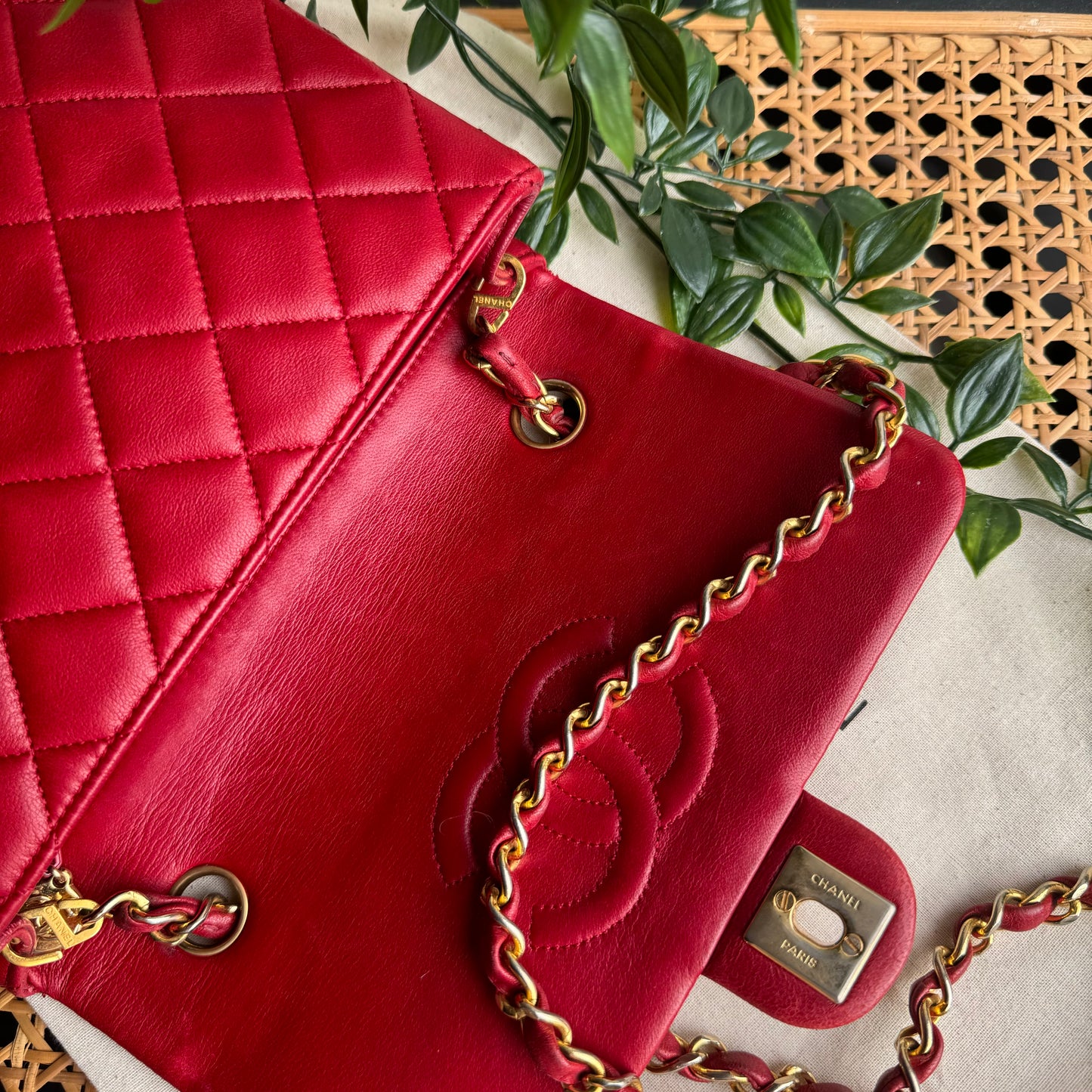 Chanel 1989 Red Classic Square Single Flap Medium
