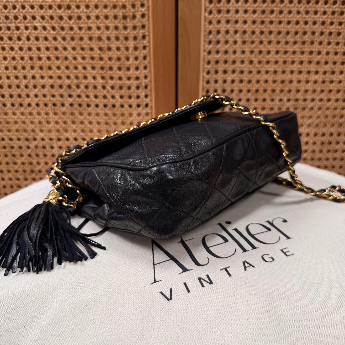 Chanel Rare 1989 Envelope Camera Style Tassel Bag