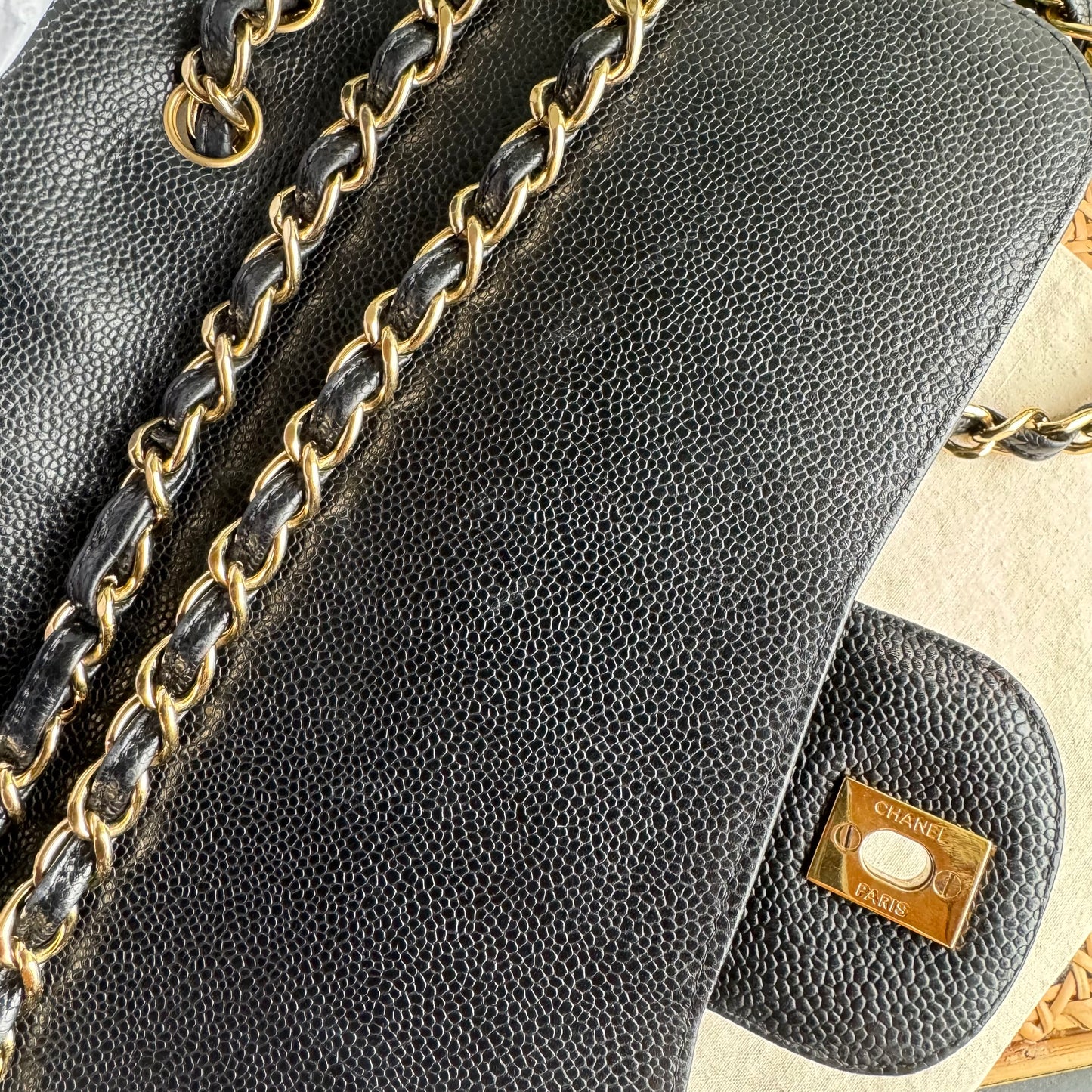 Chanel 2009 Caviar Leather Classic Single Flap Jumbo