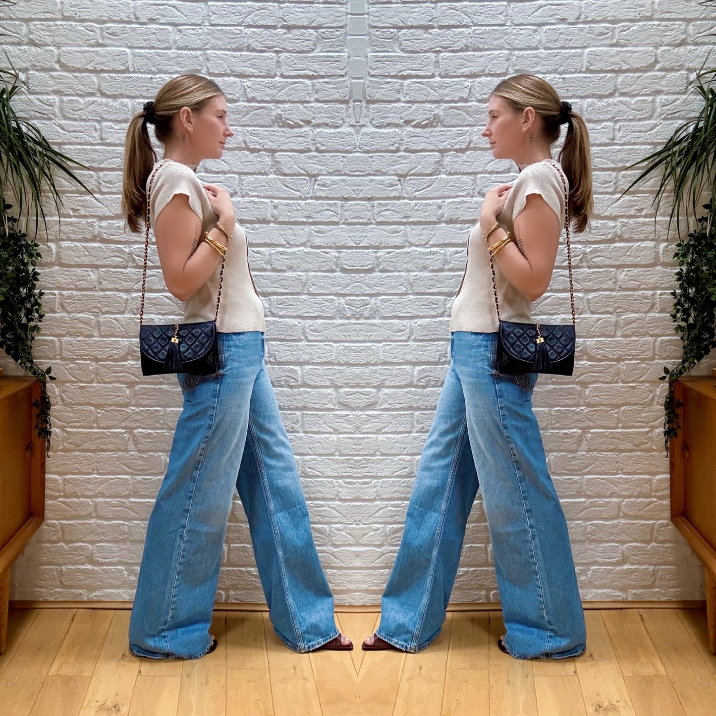 Chanel 1986 Navy Quilted Half Moon Flap