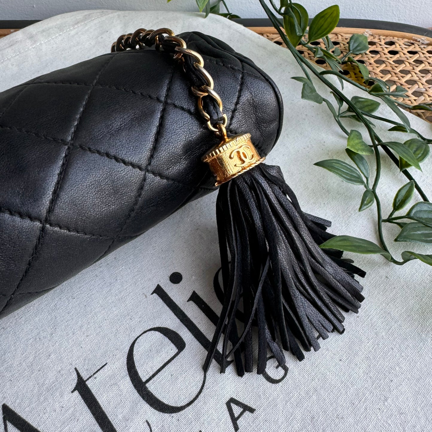 Chanel early 1990s Lambskin Tassel Pouch/Clutch